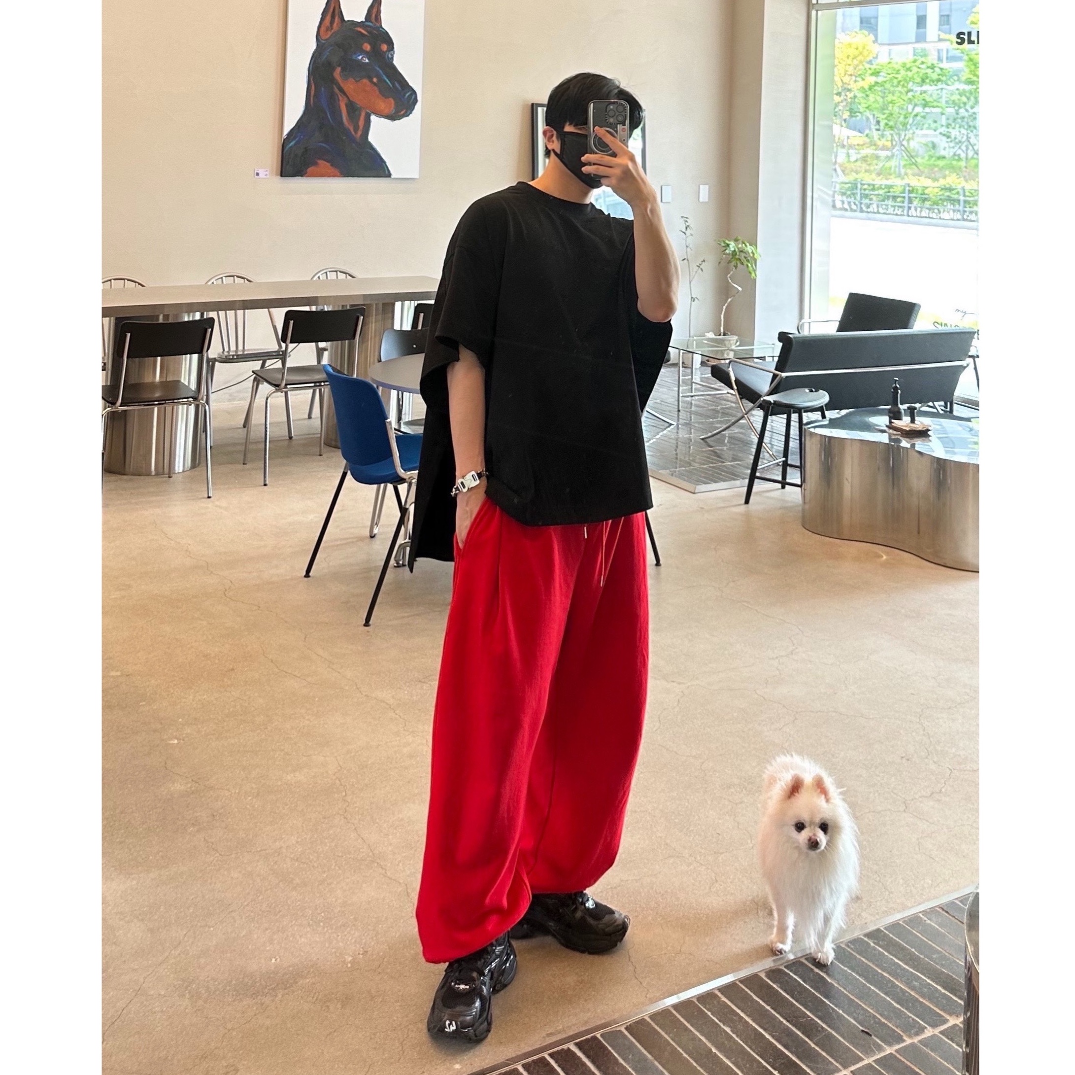 Balenciaga Runner Sneakers Monocolor Black 착용 스타일