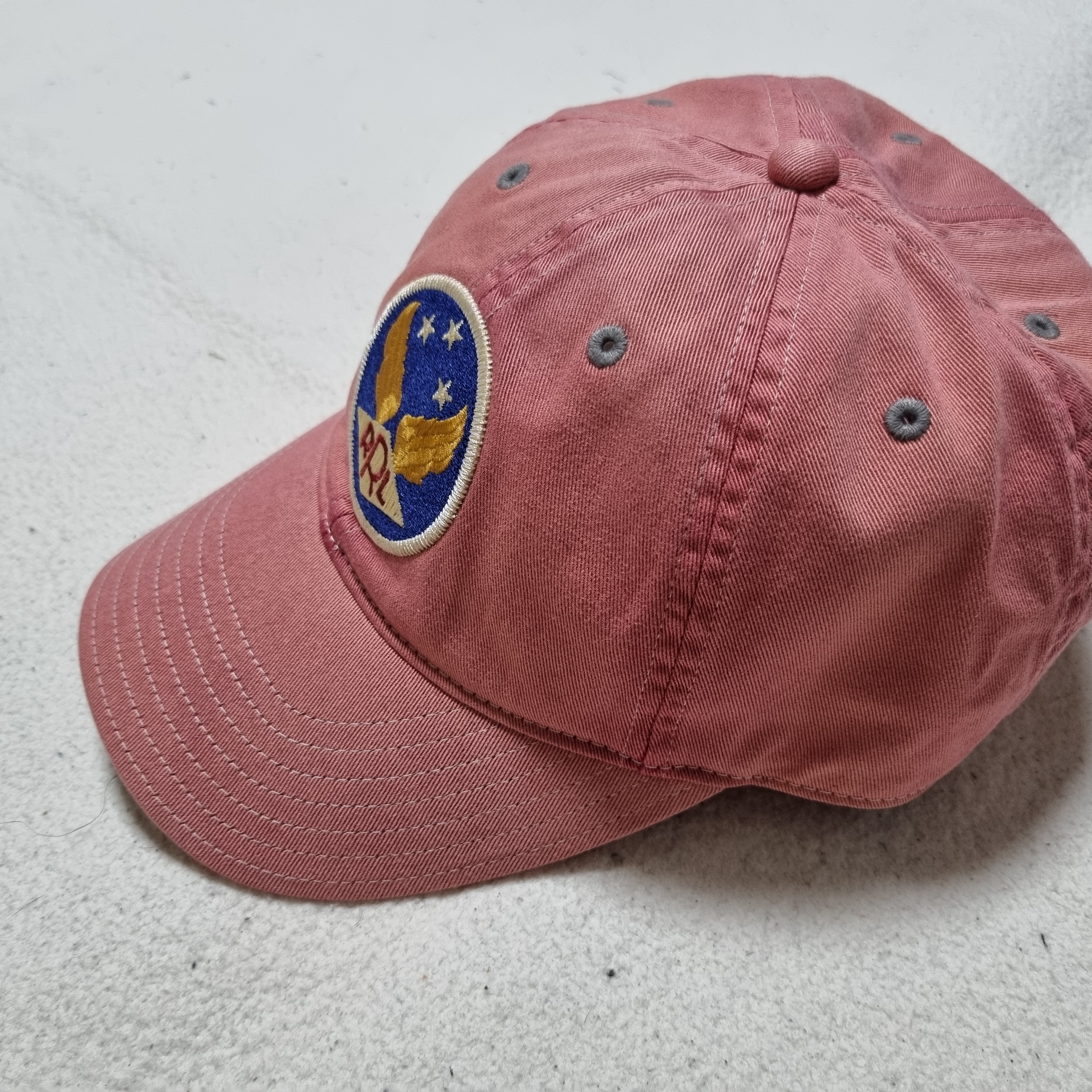 Double RL Garment Dyeing Twill Ball Cap Red 착용 스타일 - 4