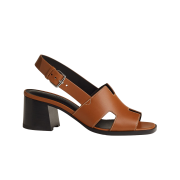 (W) Hermes Elbe 60 Sandal Calfskin & Naturel