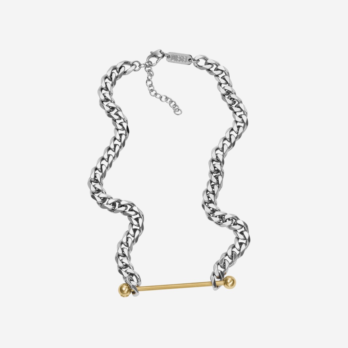 Diesel Dx1408 Two-Tone Stainless Steel Chain Necklace Silver 상세 이미지 1