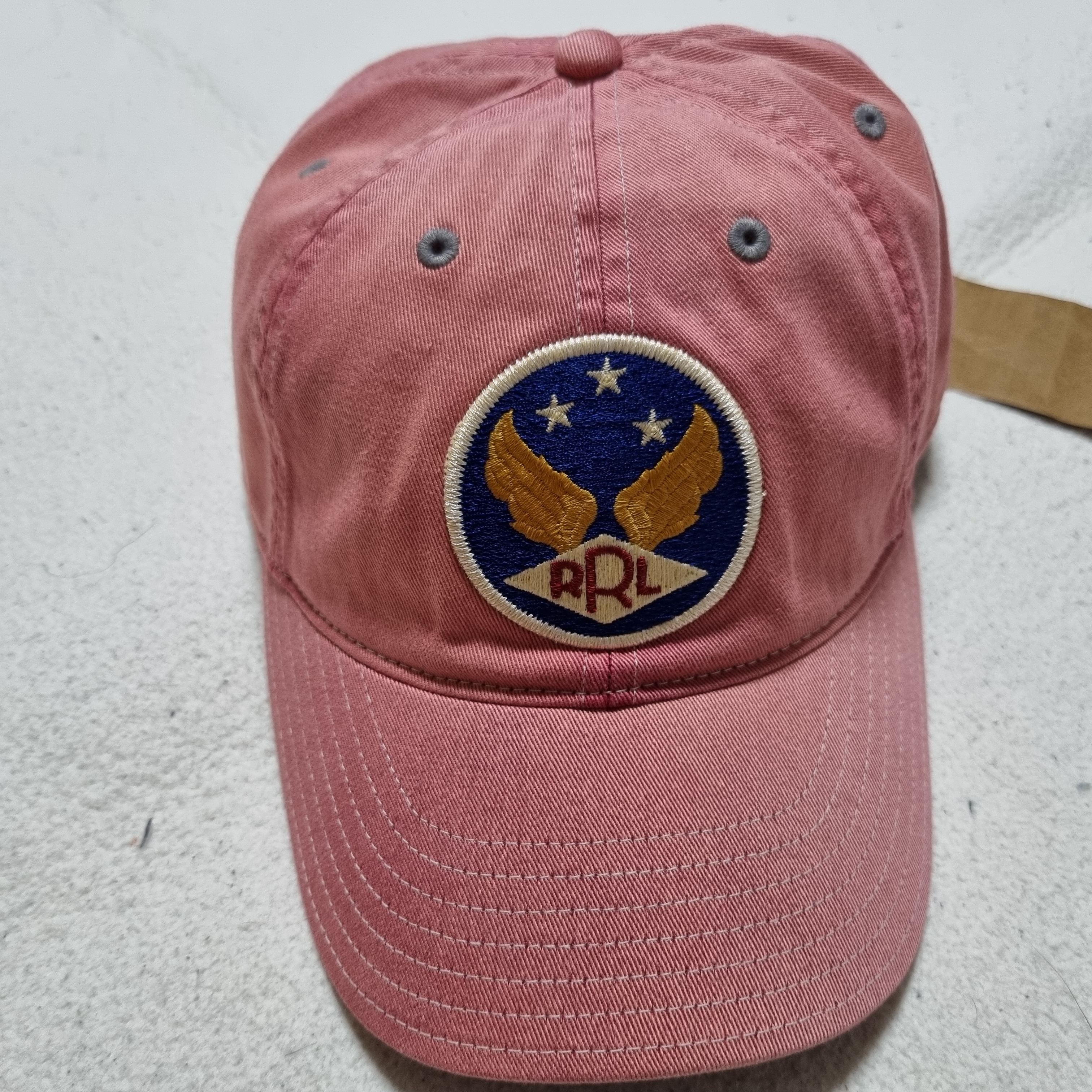 Double RL Garment Dyeing Twill Ball Cap Red 착용 스타일 - 3