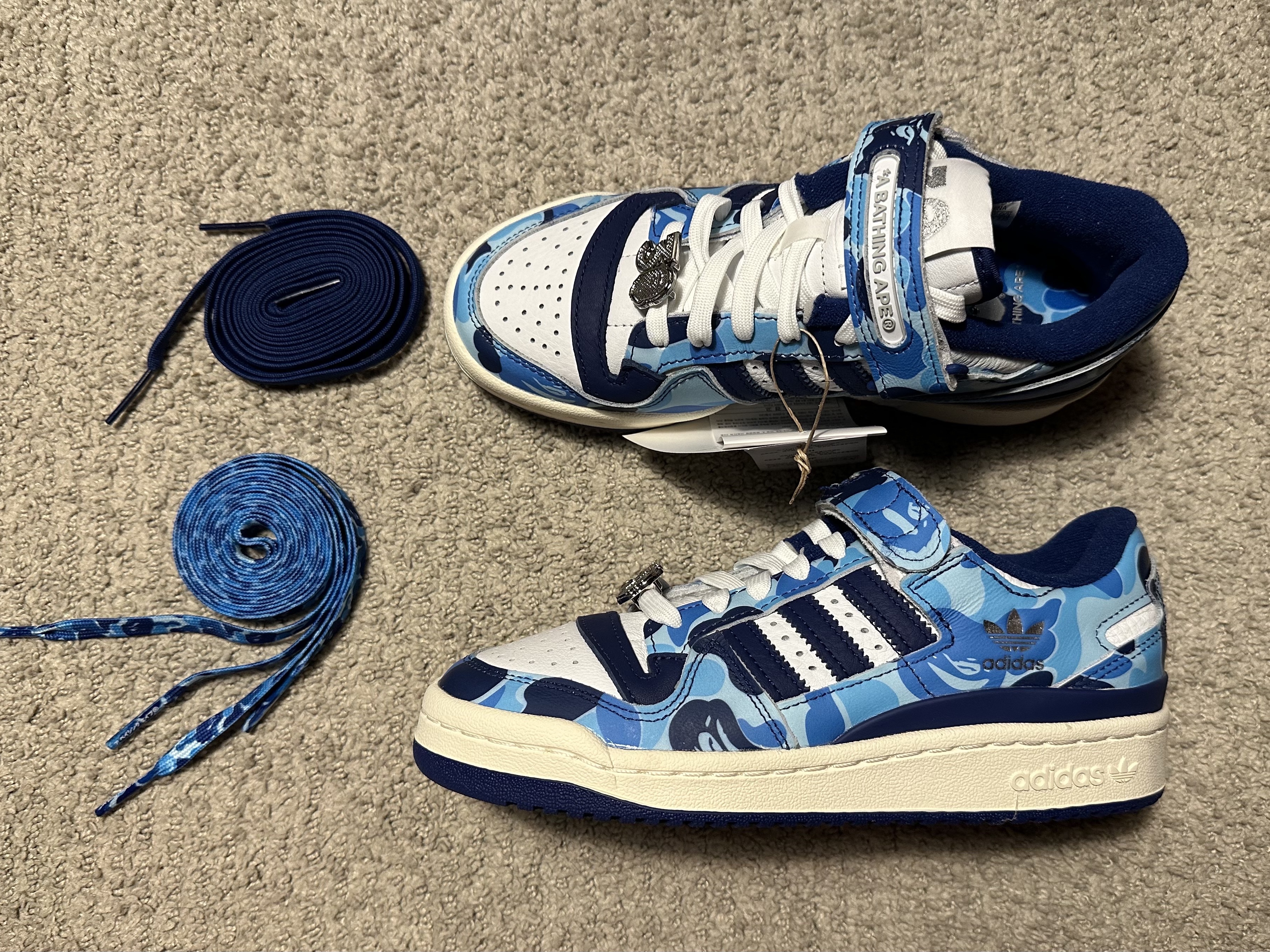 Adidas x BAPE Forum 84 Low Blue Camo 착용 스타일 - 3