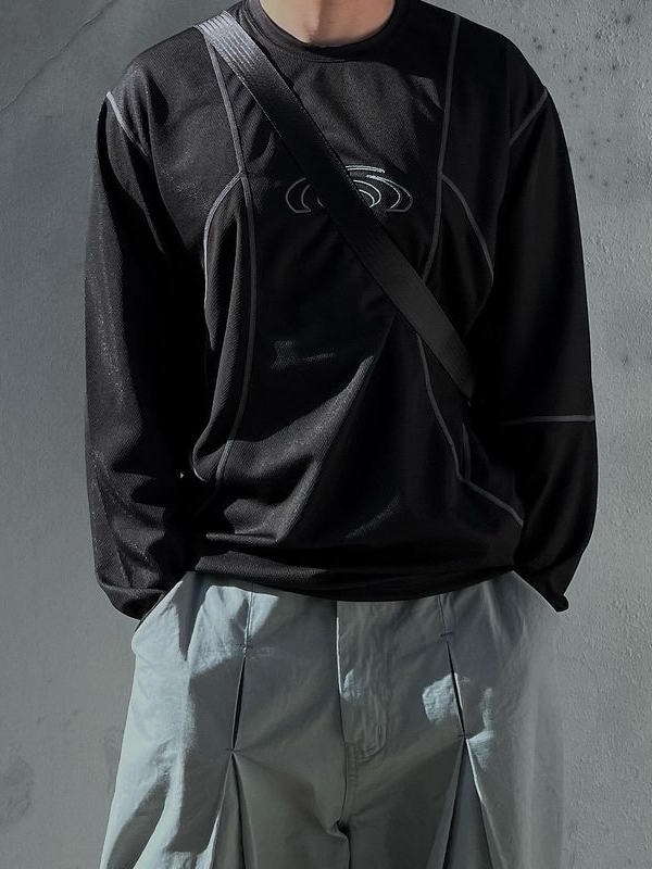 Art Of Field Flatlock Stitch T-Shirt Black 착용 스타일 - 3