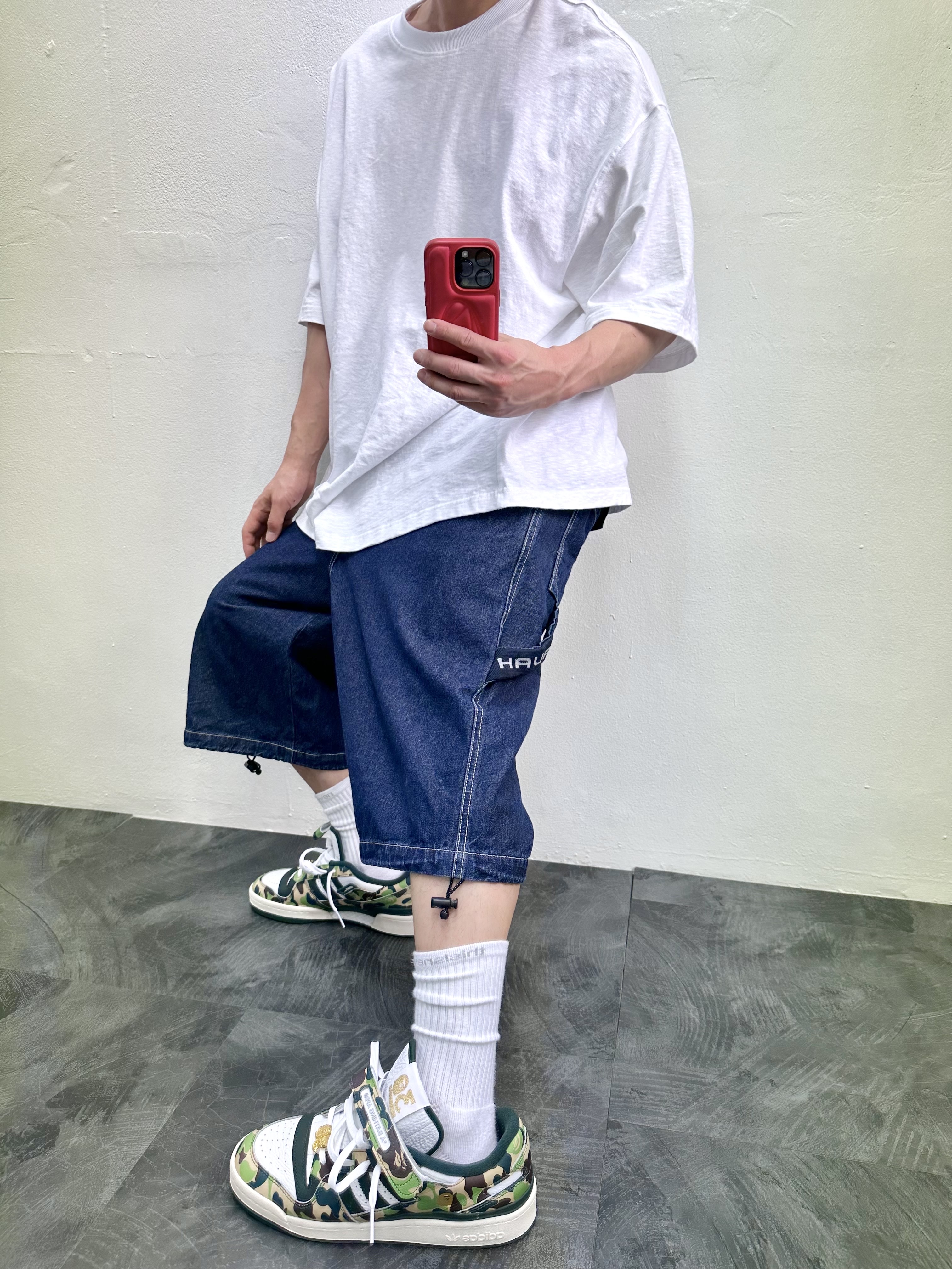 Adidas x BAPE Forum 84 Low Green Camo 착용 스타일