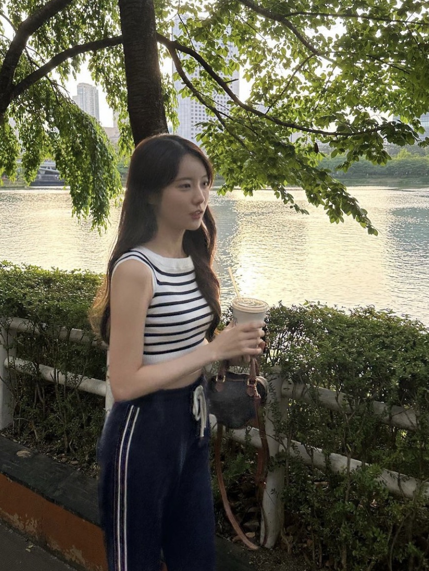 Celine Medium Heart in Triomphe Canvas and Calfskin Tan 착용 스타일