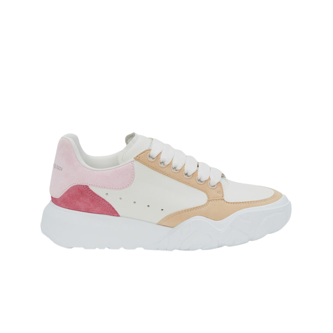 (W) 알렉산더 맥퀸 코트 트레이너 화이트 칼리코 포슬린 슈가 핑크((W) Alexander McQueen Court Trainer White Calico Porcelain Sugar Pink) - 1