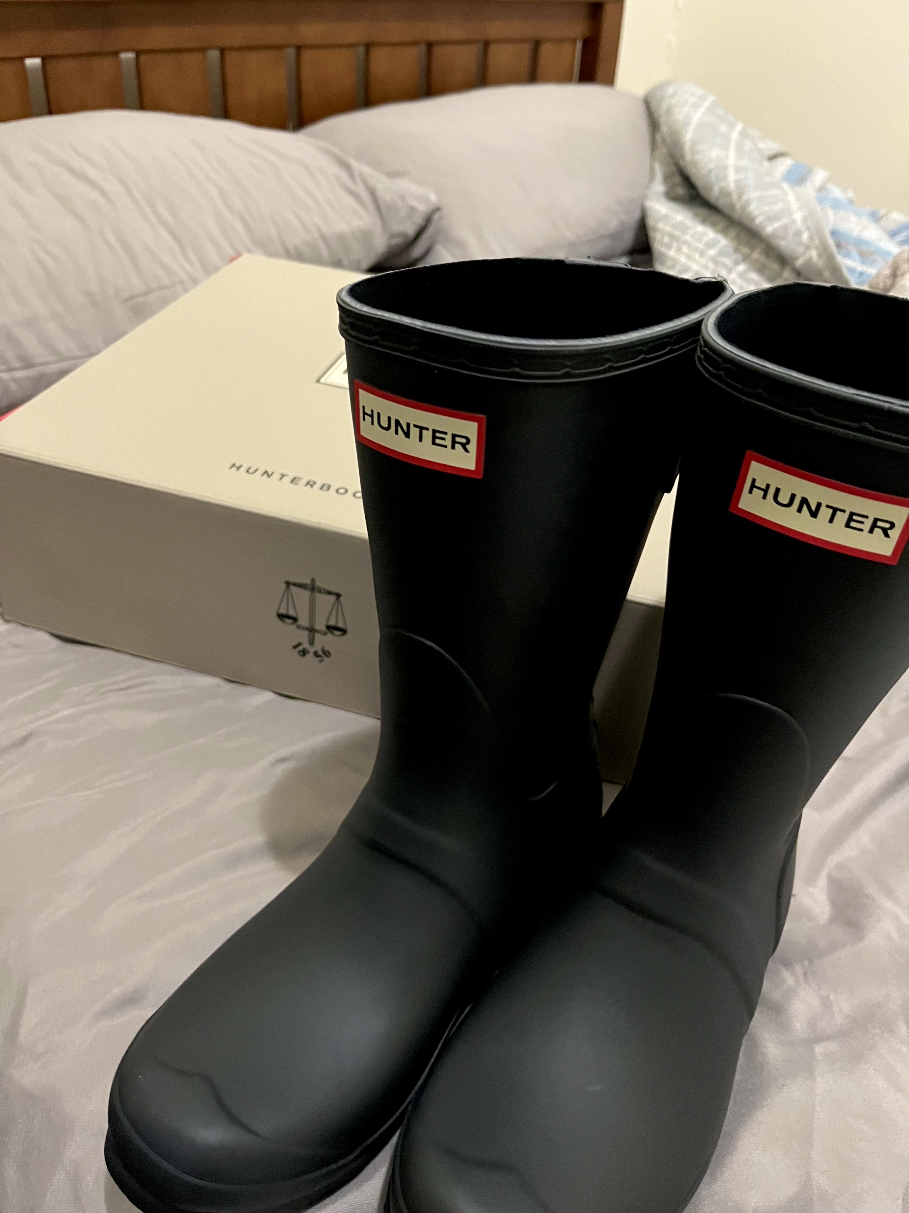 (W) Hunter Original Back Adjustable Short Wellington Boots Black 착용 스타일