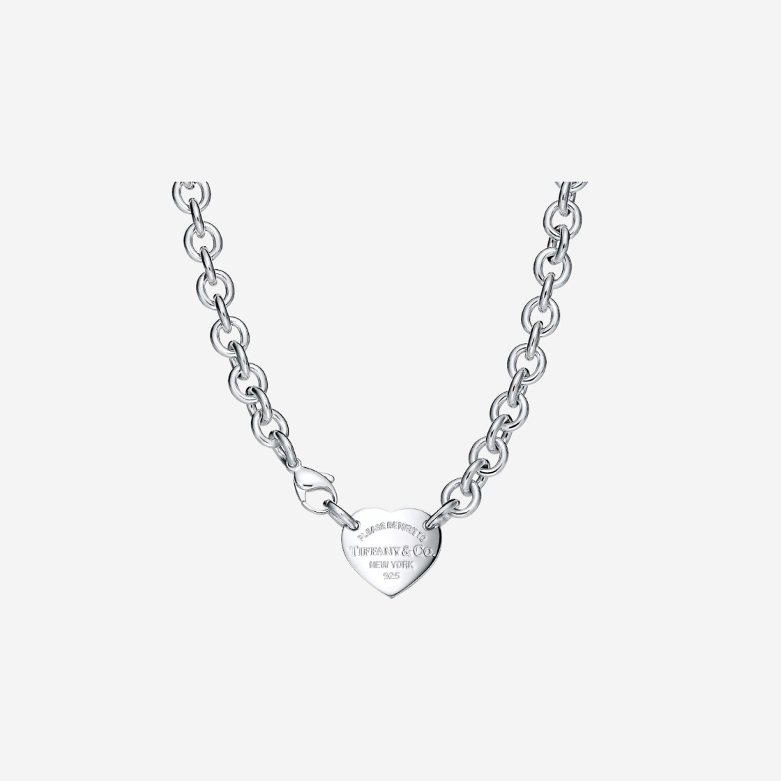 Tiffany & Co. Return to Tiffany Heart Tag Chain Link Choker Sterling Silver 상세 이미지 1