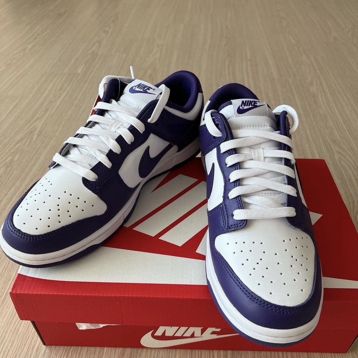 Nike Dunk Low Retro Championship Court Purple 착용 스타일