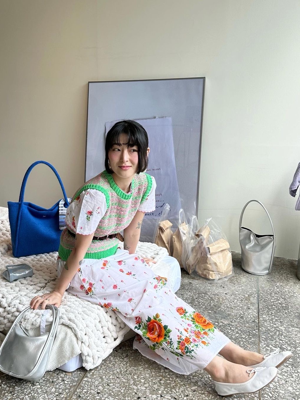 흐꺙 우먼 하모니 블랑 무광 가죽 착용 스타일 - 1