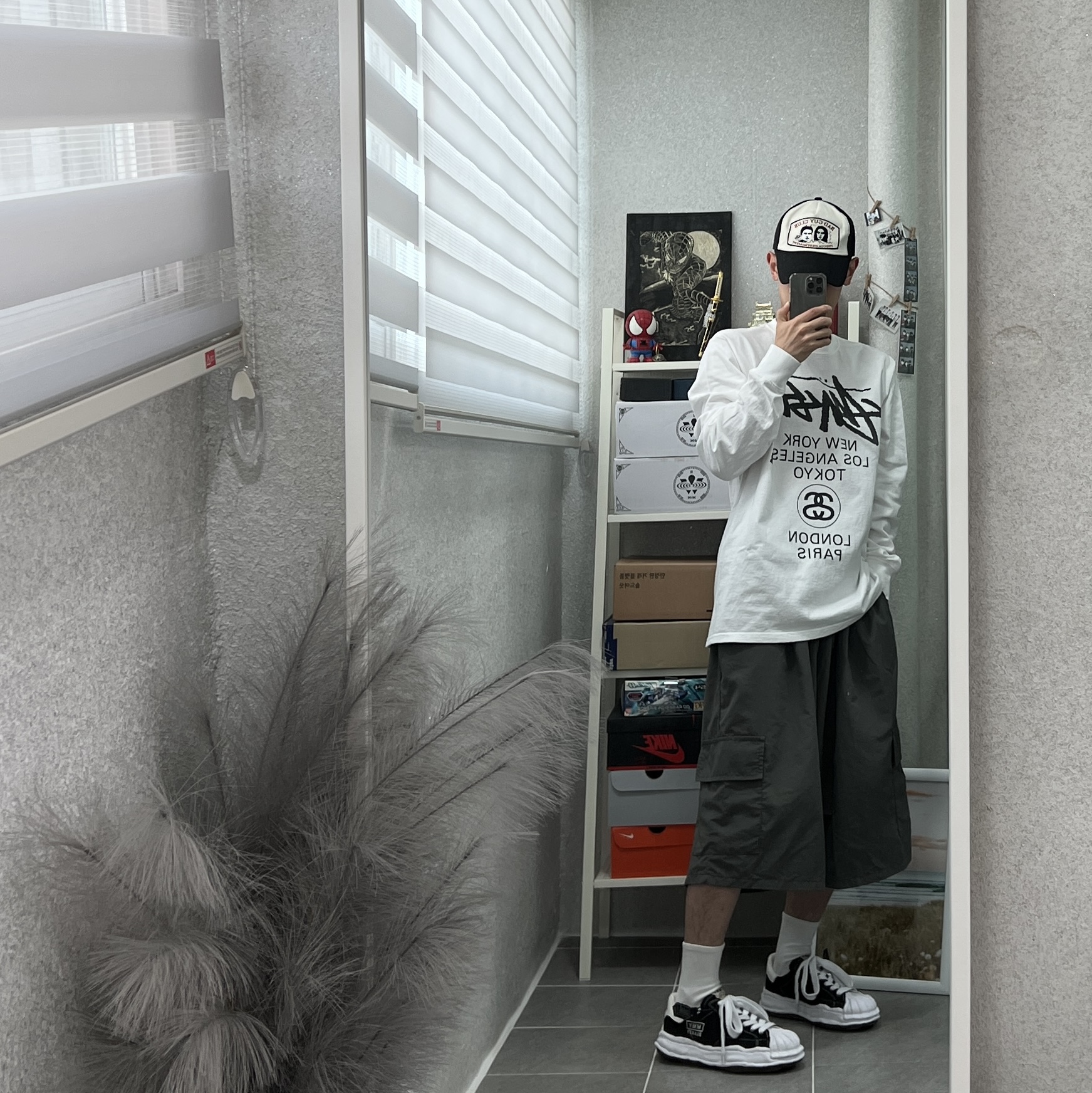 Maison Mihara Yasuhiro Blakey OG Sole Canvas Low-top Sneakers Black White 착용 스타일 - 5