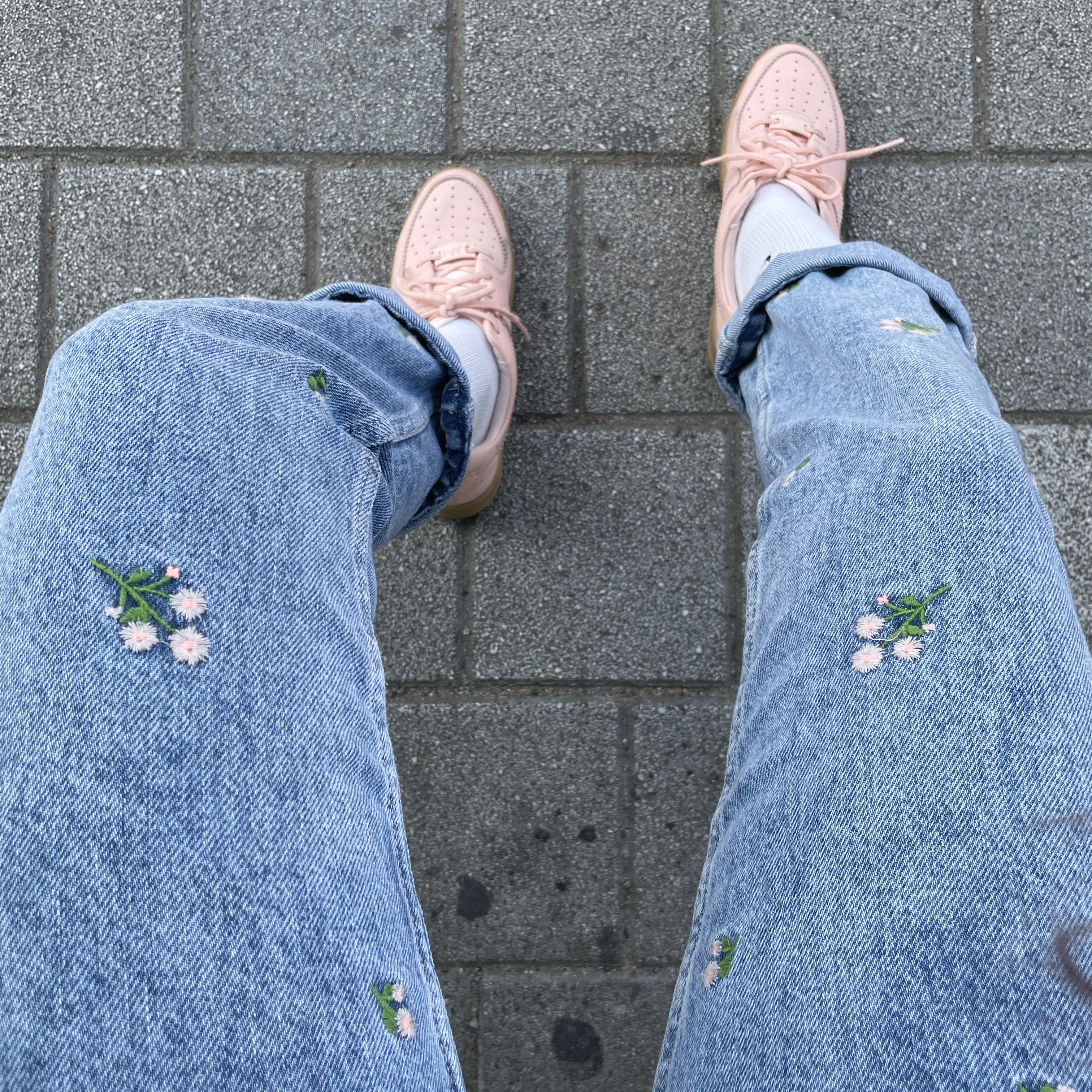 (W) Nike Air Force 1 PRM MF Pearl Pink 착용 스타일