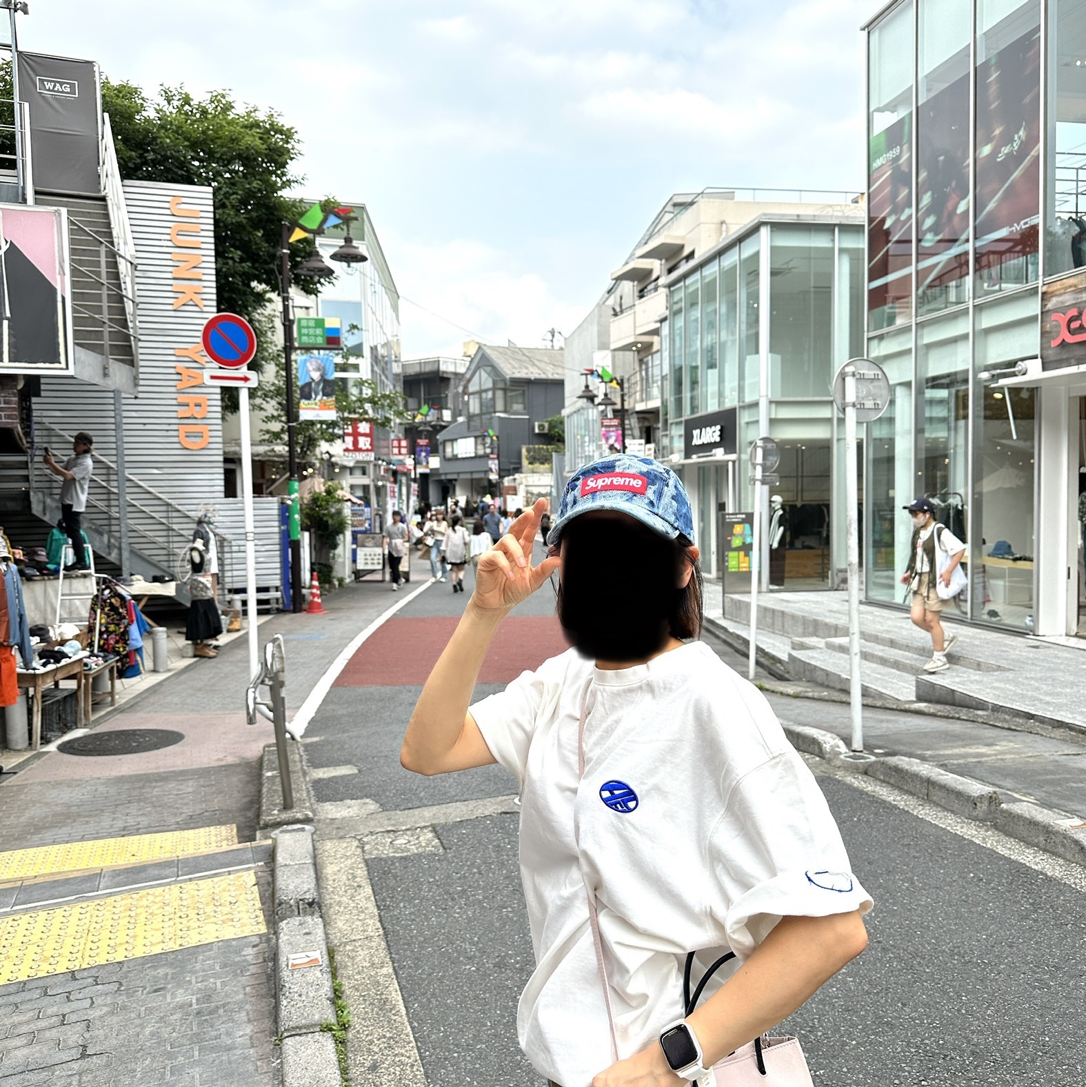 Supreme Flames Jacquard Denim Camp Cap Washed Indigo - 23SS 착용 스타일 - 1
