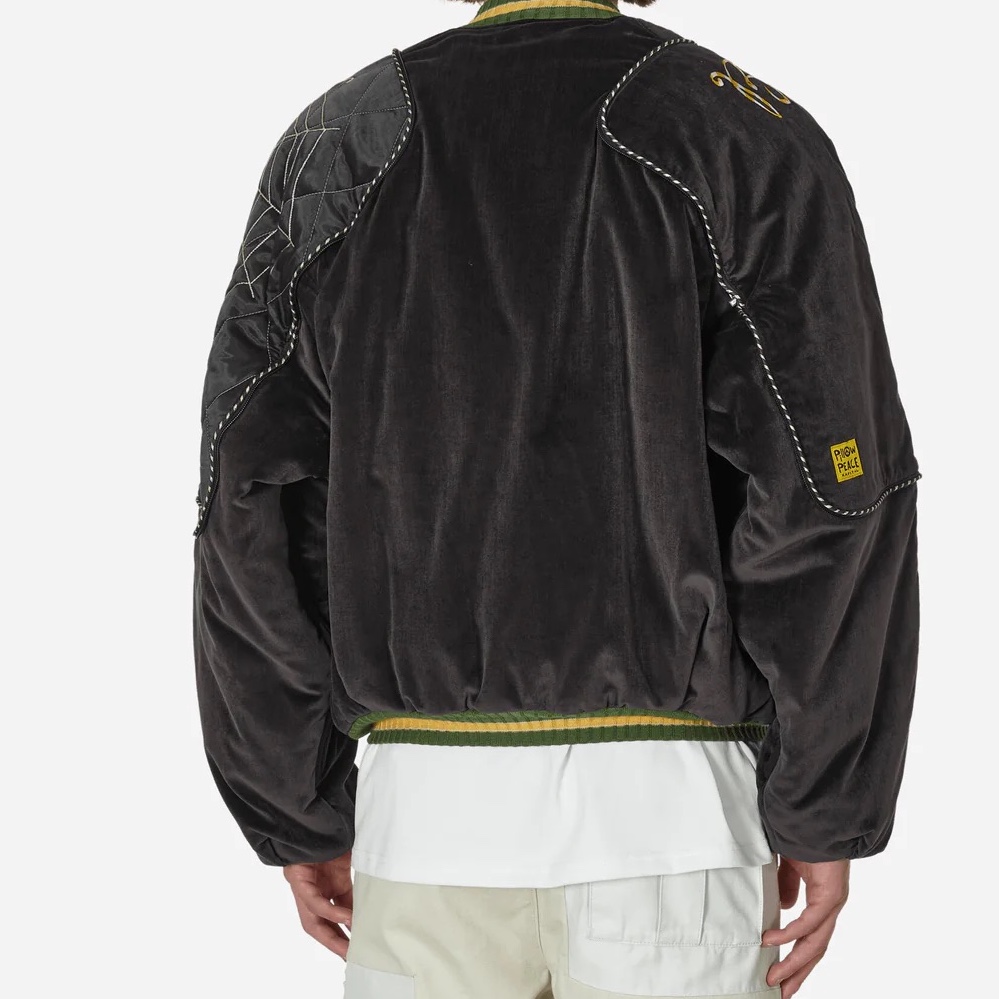 Kapital Velveteen Sham Rain Skull and Snake Bomber Jacket Black 착용 스타일 - 2