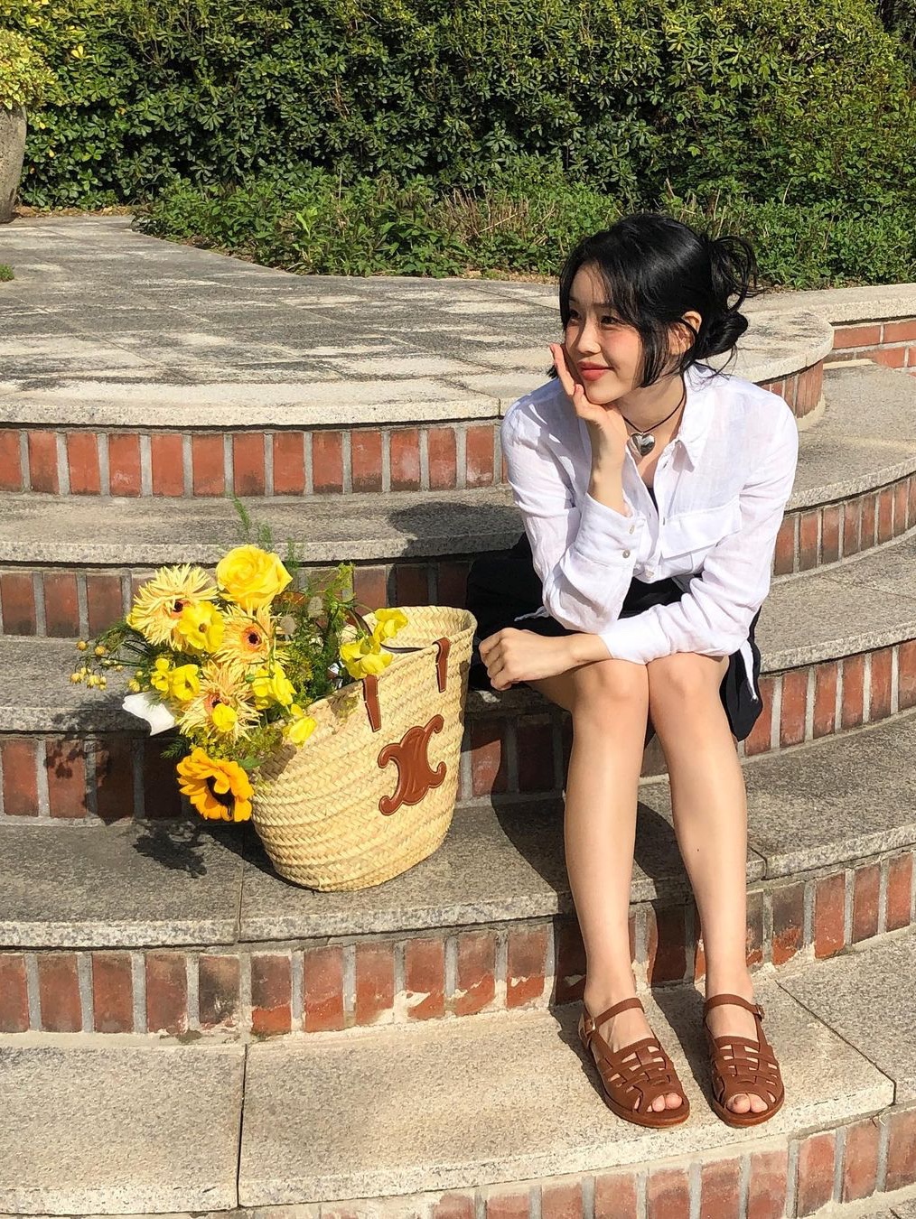 넘버링 하트 초커 스몰 실버 착용 스타일