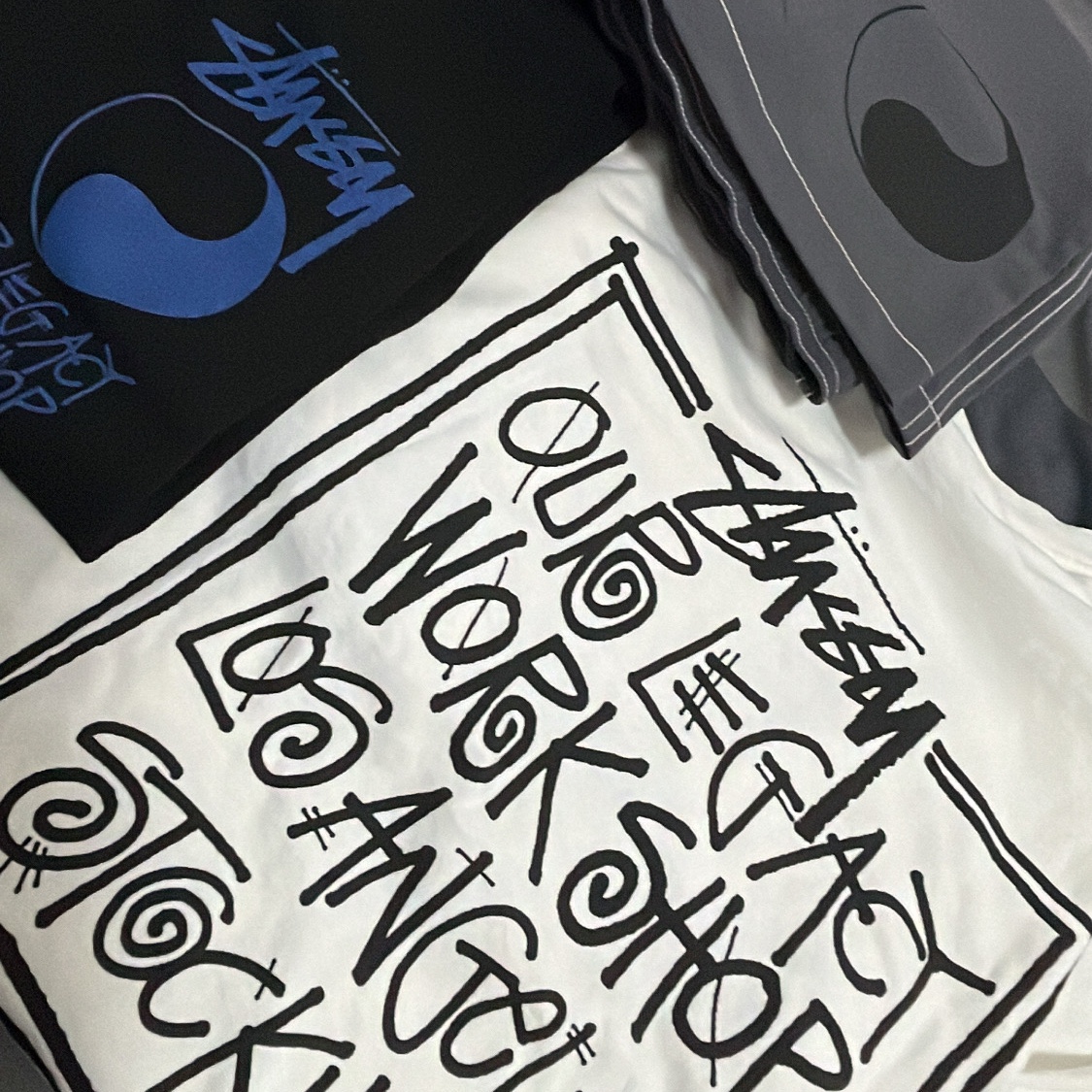 Stussy x Our Legacy Frame Pigment Dyed T-Shirt Natural, Stussy x Our Legacy Frame Pigment Dyed T-Shirt Black 착용 스타일