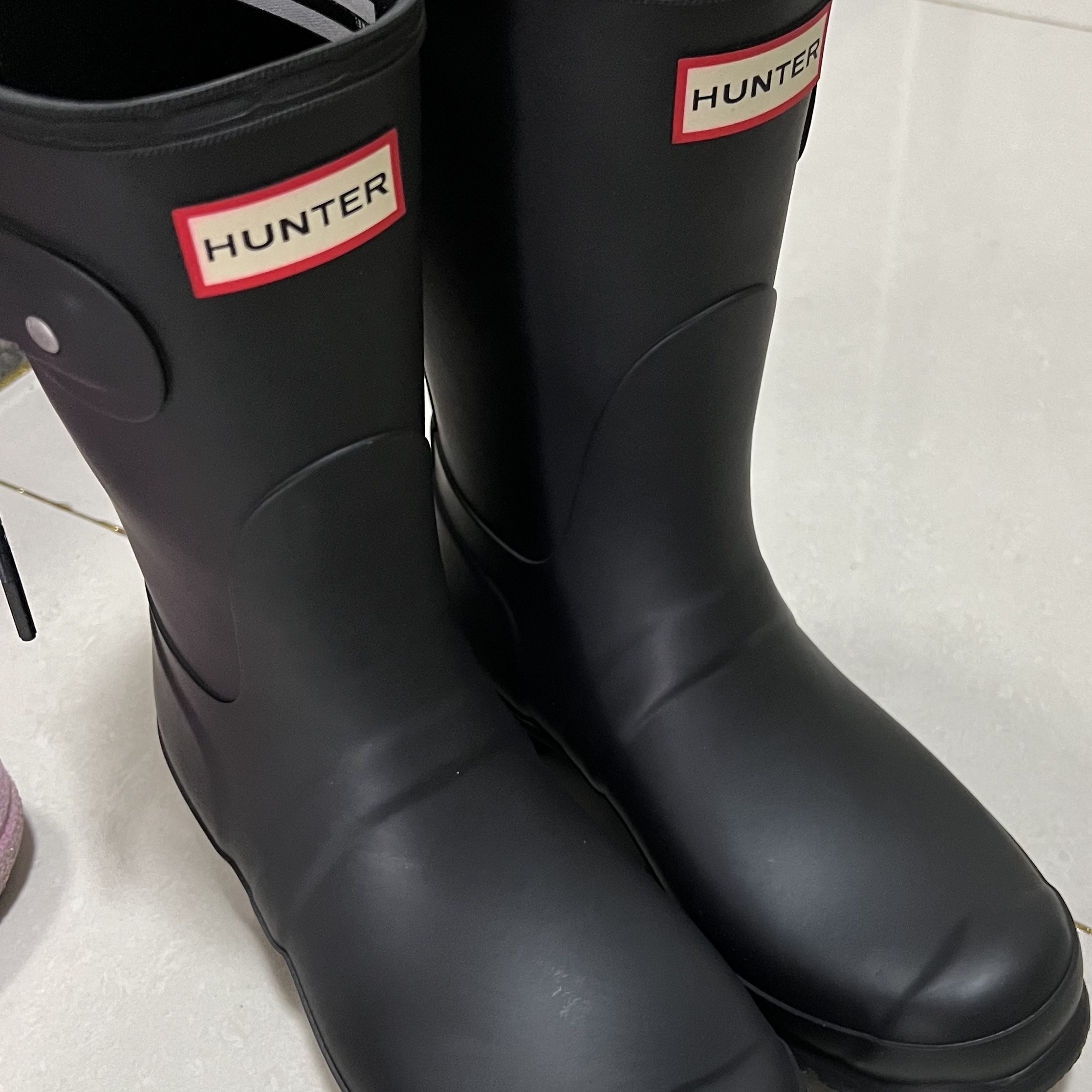 (W) Hunter Original Short Rain Boots Black 착용 스타일