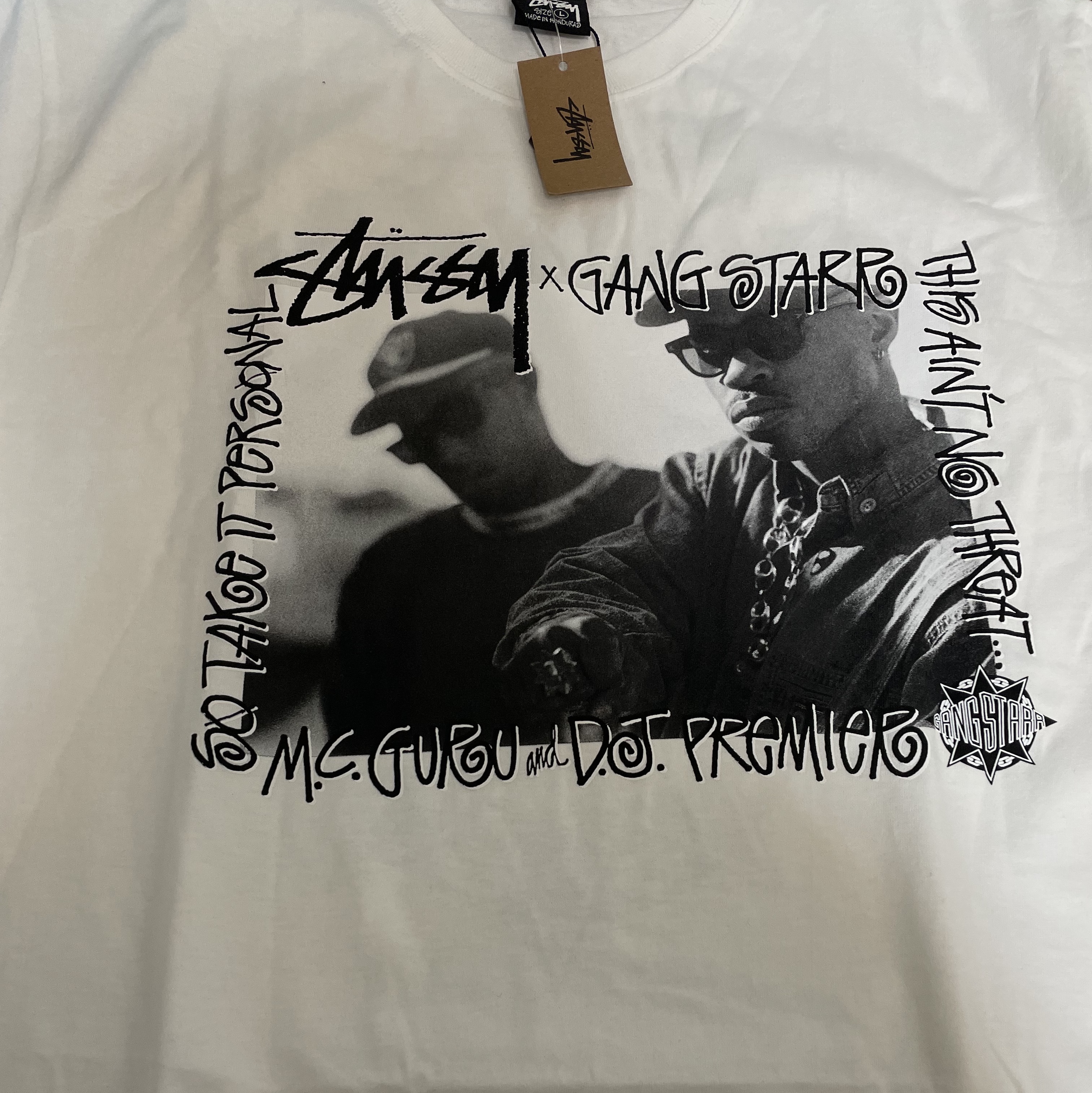 Stussy x Gang Starr Take It Personal T-Shirt White 착용 스타일