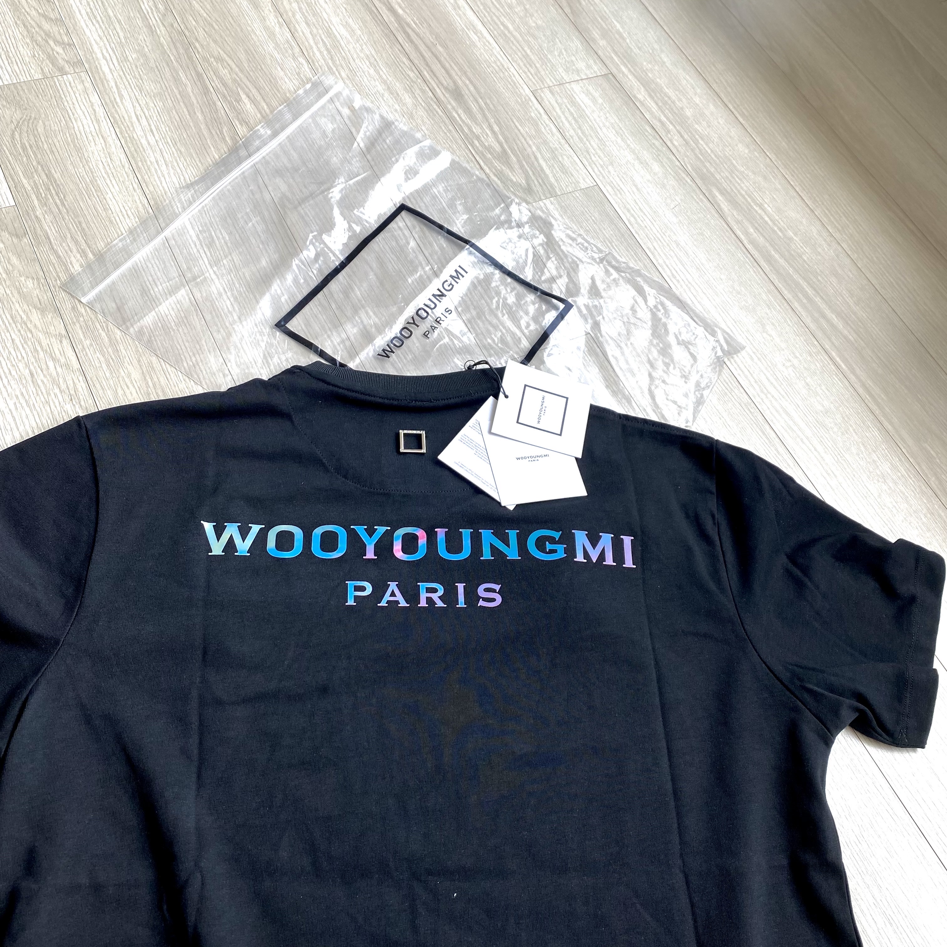 Wooyoungmi Cotton Lenticular Back Logo T-shirt Black - 23SS 착용 스타일