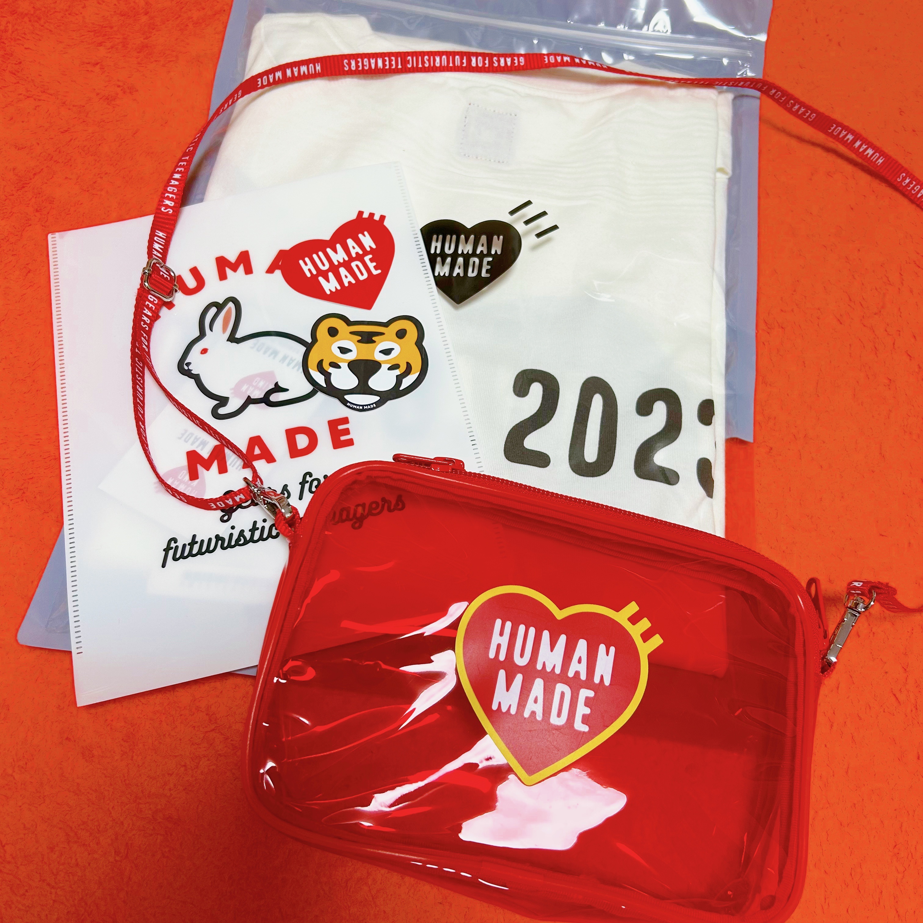 Human Made PVC Pouch Medium Red 착용 스타일 - 1