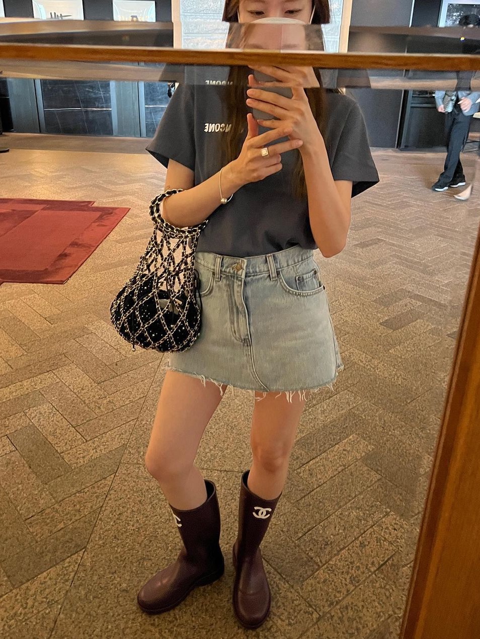 (W) Chanel Boots Caoutchouc & Black 착용 스타일