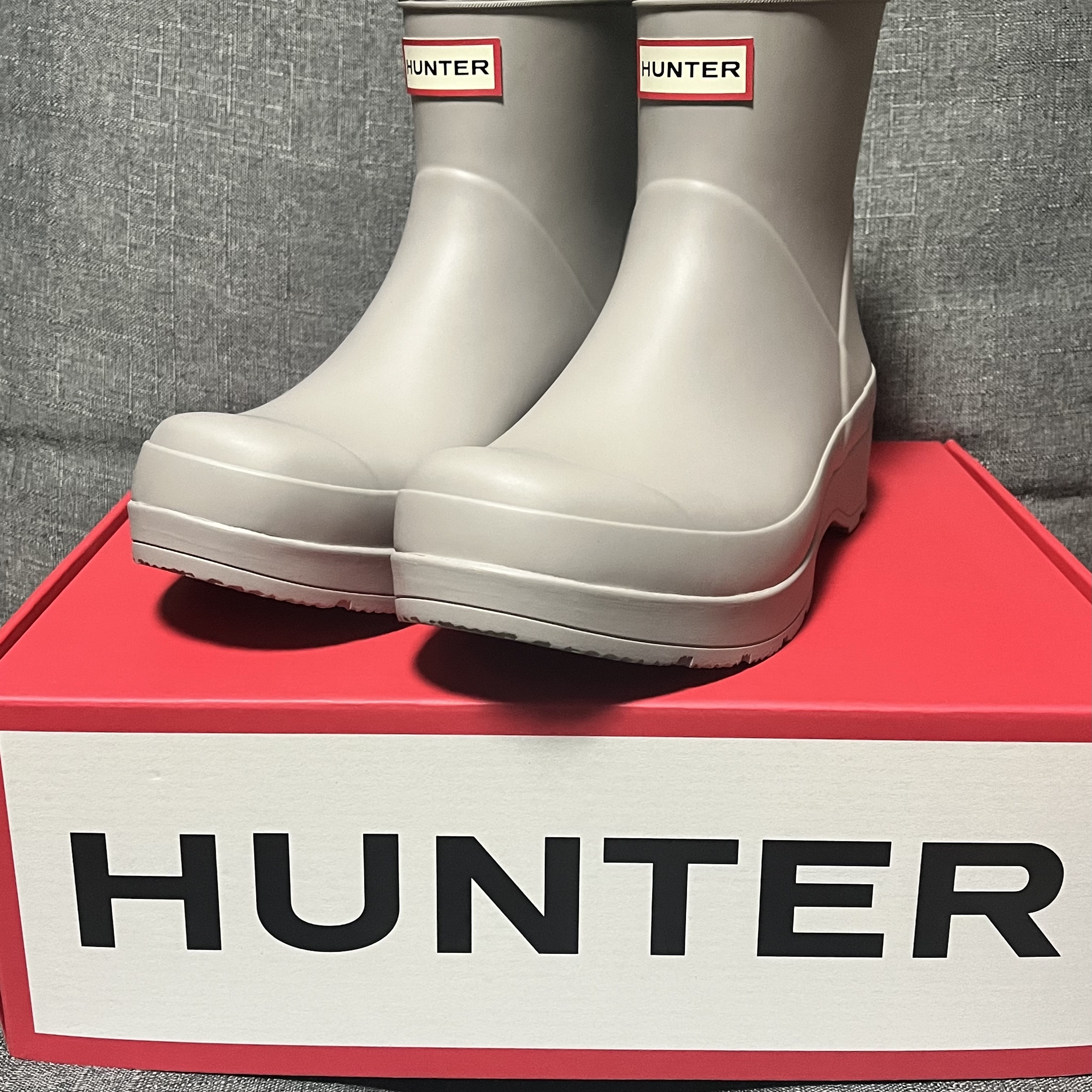 (W) Hunter Play Short Rain Boots Zinc Grey 착용 스타일