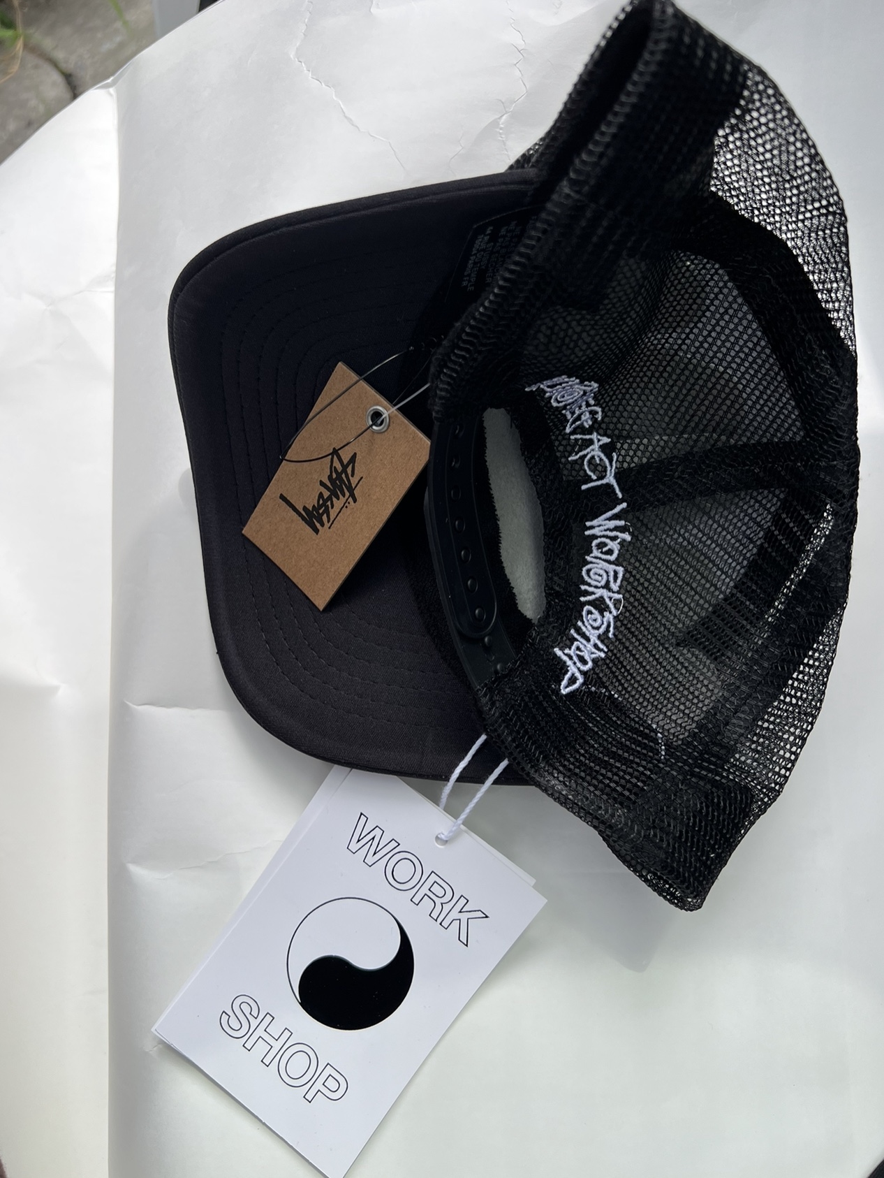Stussy x Our Legacy Work Shop Trucker Cap Black 착용 스타일 - 2