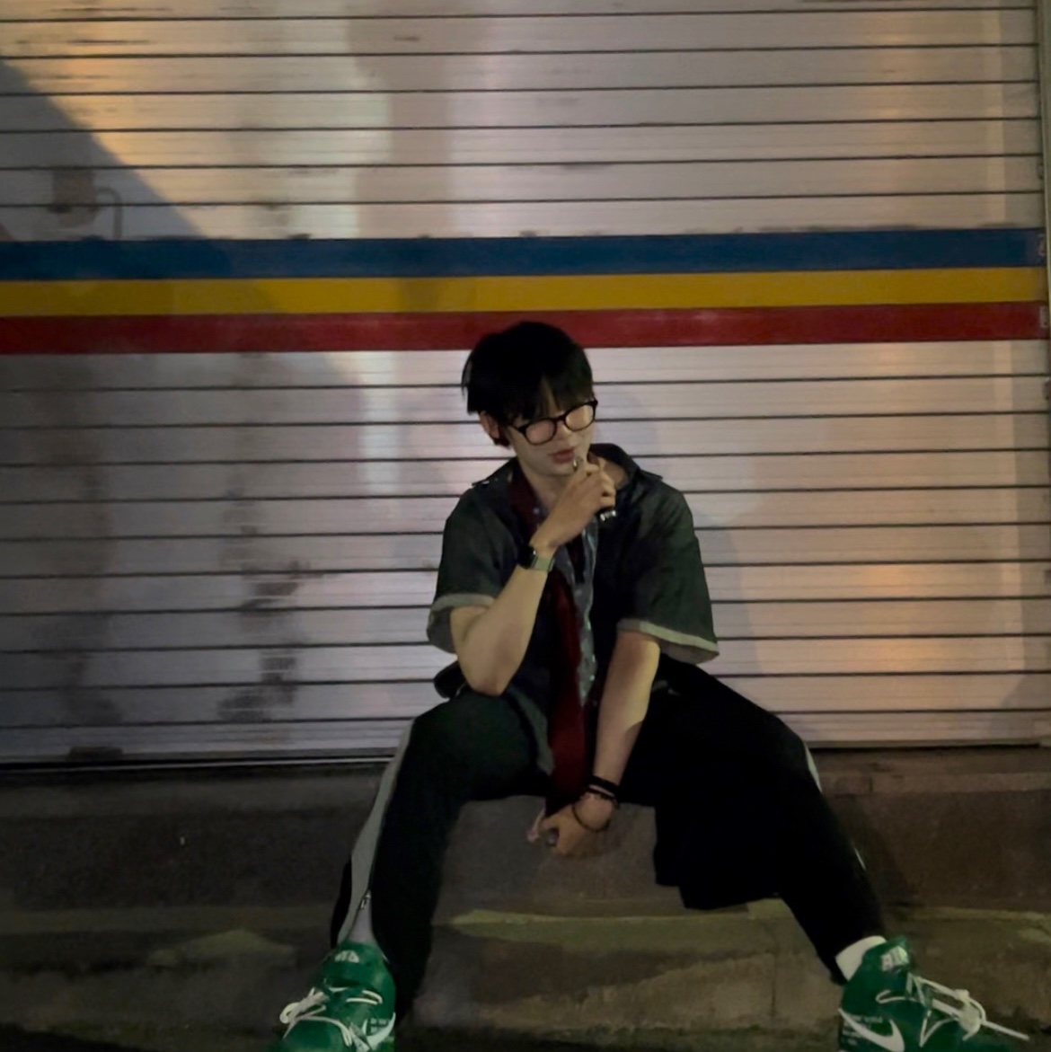 Nike x Off-White Air Force 1 Mid SP Leather Pine Green 착용 스타일 - 1