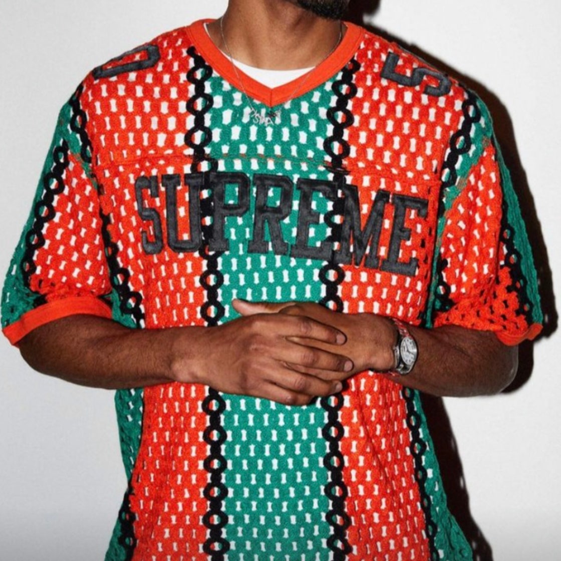 Supreme Crochet Football Jersey Orange