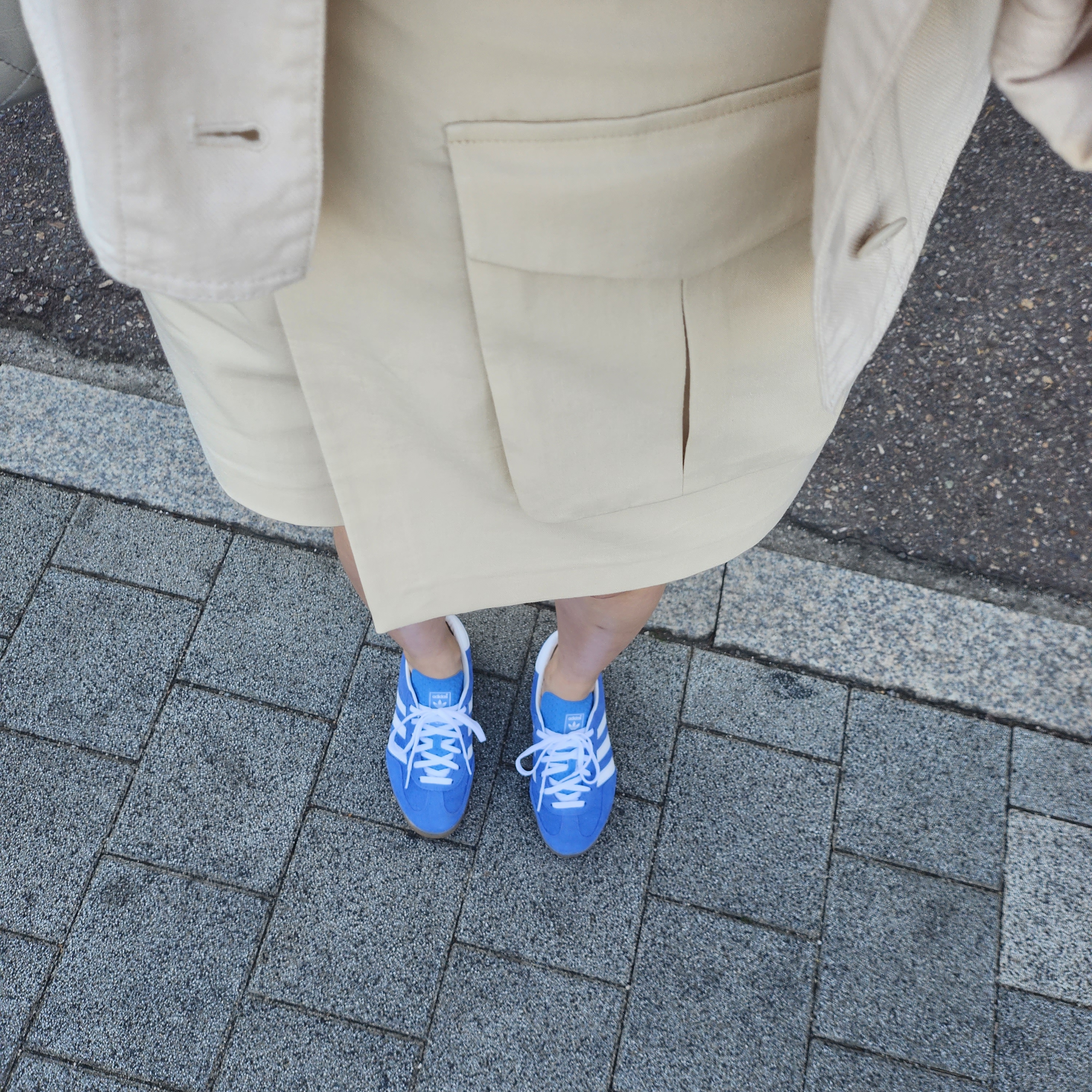 (W) Adidas Gazelle Indoor Blue Fusion Cloud White 착용 스타일 - 1