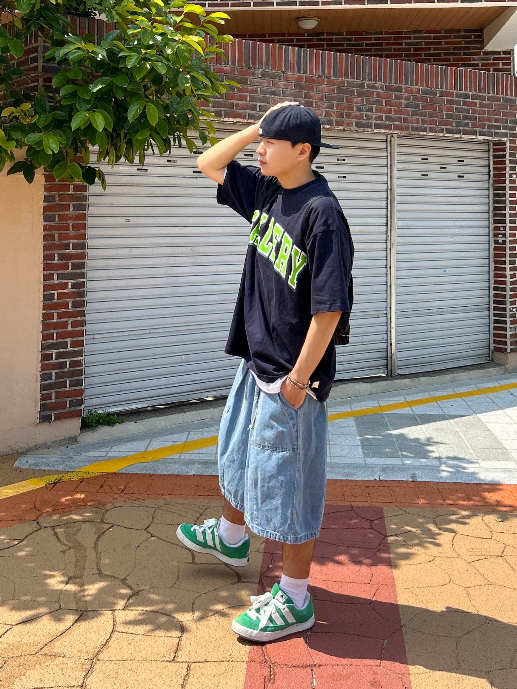Adidas Adimatic Green 착용 스타일 - 1