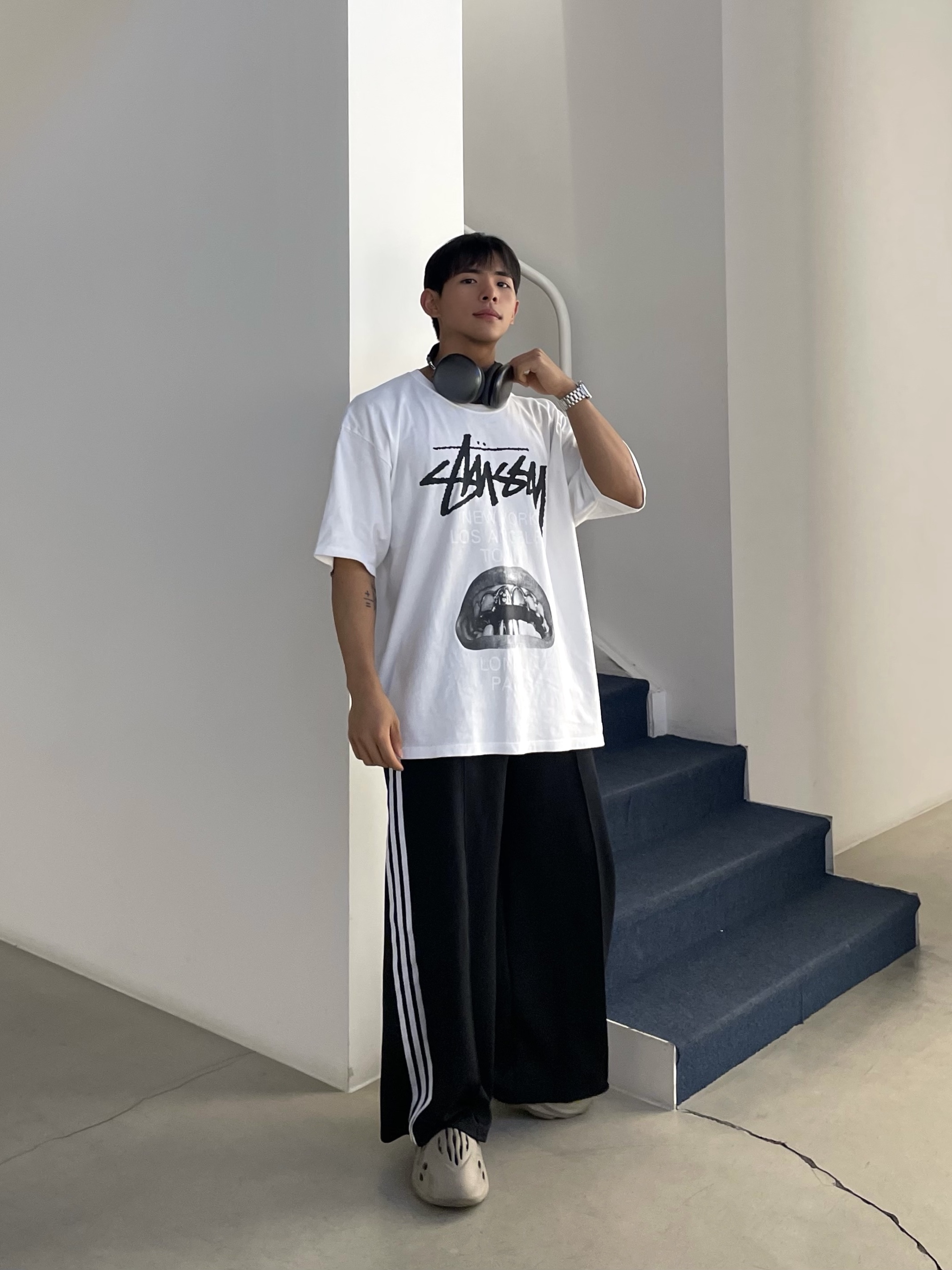 Apple AirPods Max Lightning Space Gray (Korean Ver.), Stussy x Rick Owens 40 WT T-Shirt 착용 스타일 - 1