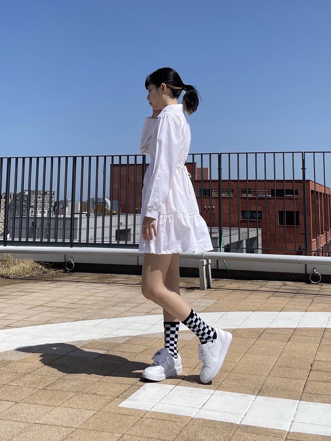 나이키 x 피스마이너스원 퀀도1 화이트 착용 스타일 - 3