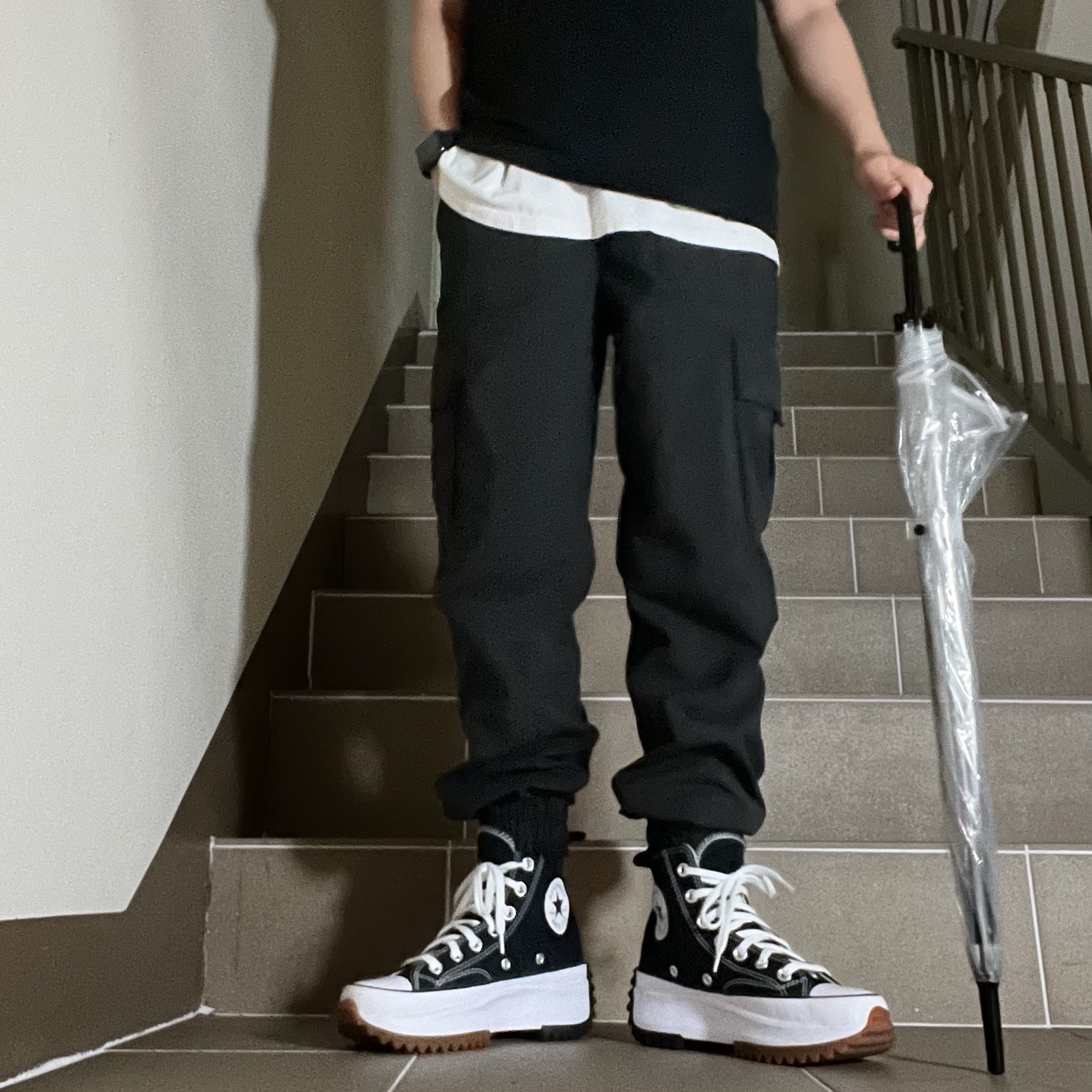 Converse Run Star Hike Hi Black White Gum 착용 스타일