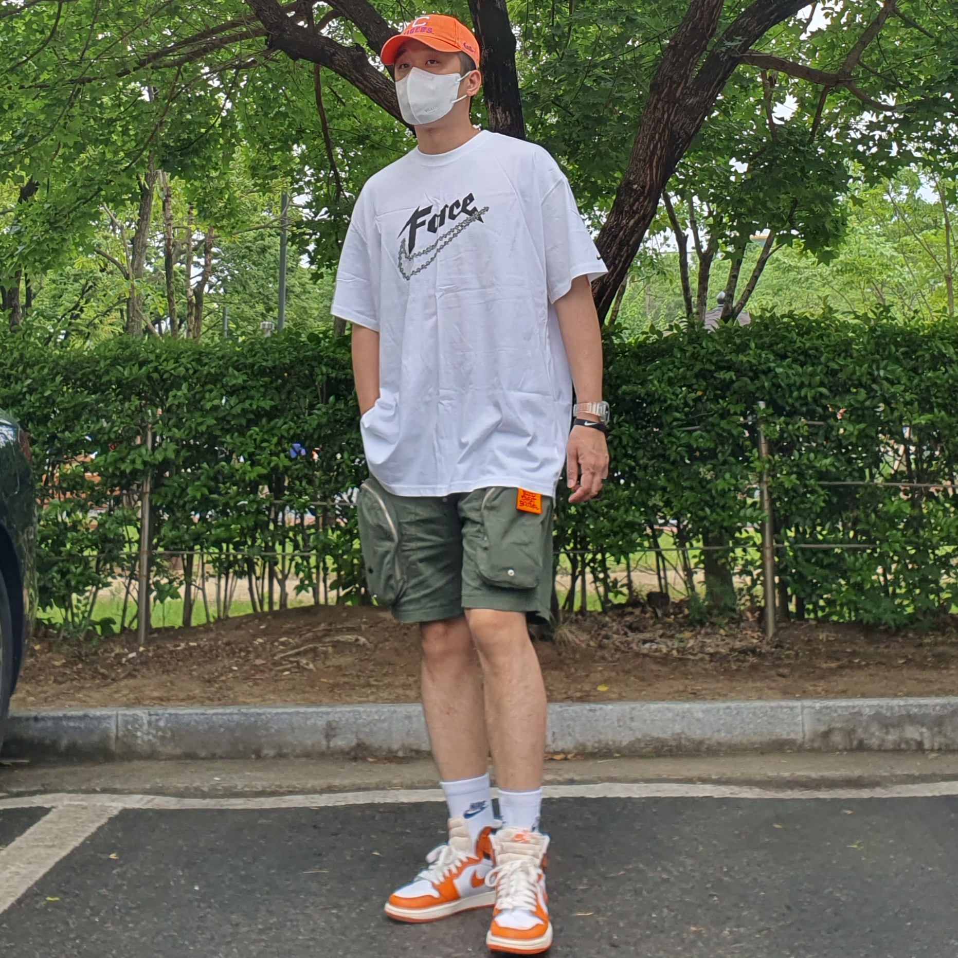 (W) Jordan 1 Retro High OG Starfish, Casio G-Shock GA-2100SKE-7A 착용 스타일 - 2