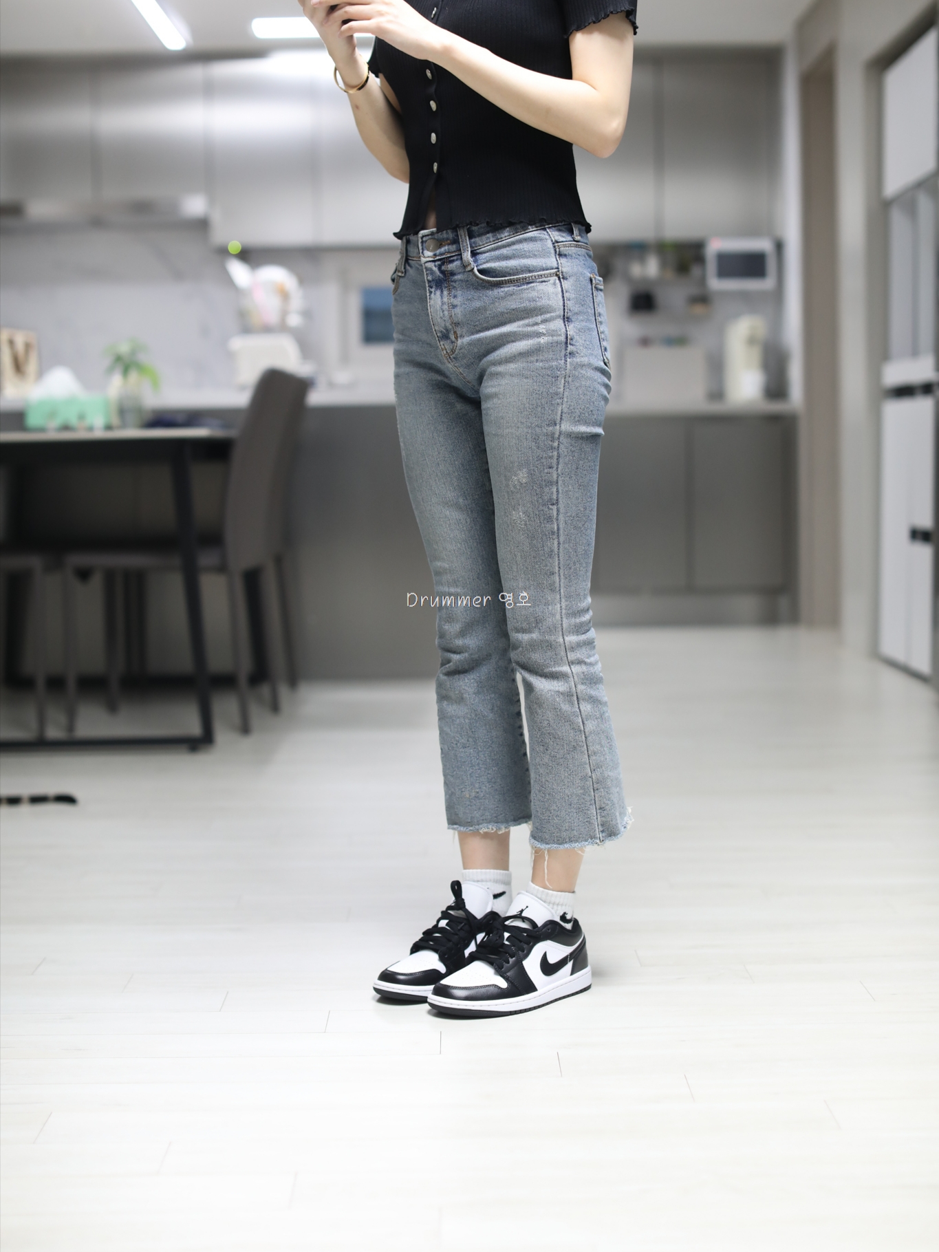 (W) Jordan 1 Low Black and White 착용 스타일 - 1
