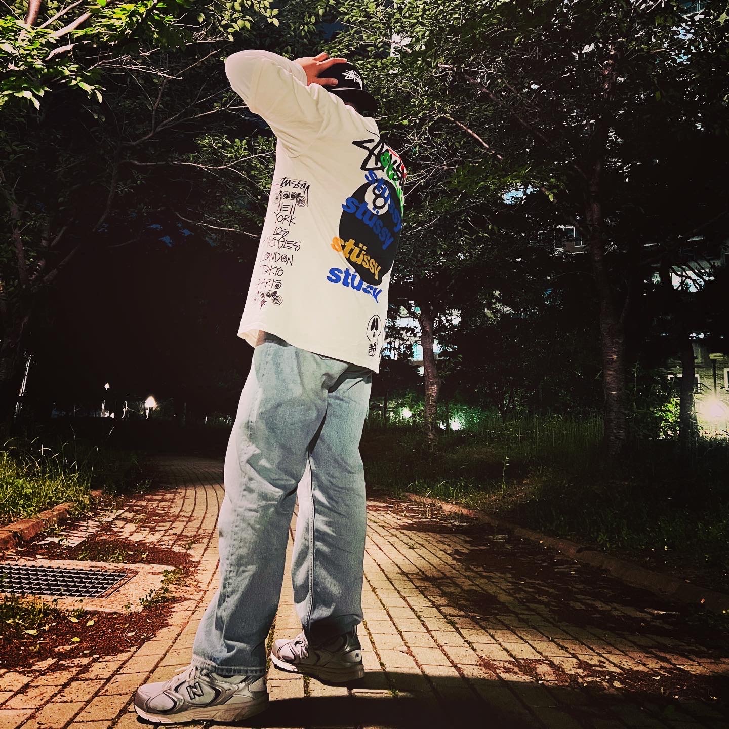 Stussy Test Strike Pigment Dyed T-Shirt Natural 착용 스타일 - 2