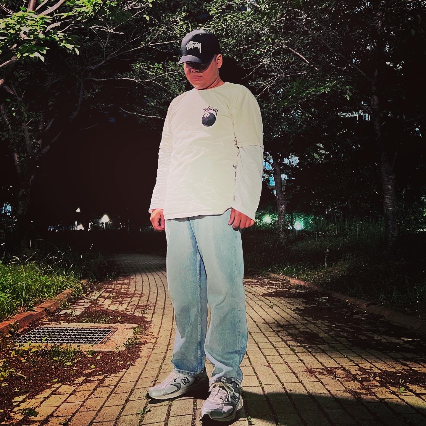 Stussy Test Strike Pigment Dyed T-Shirt Natural 착용 스타일 - 3