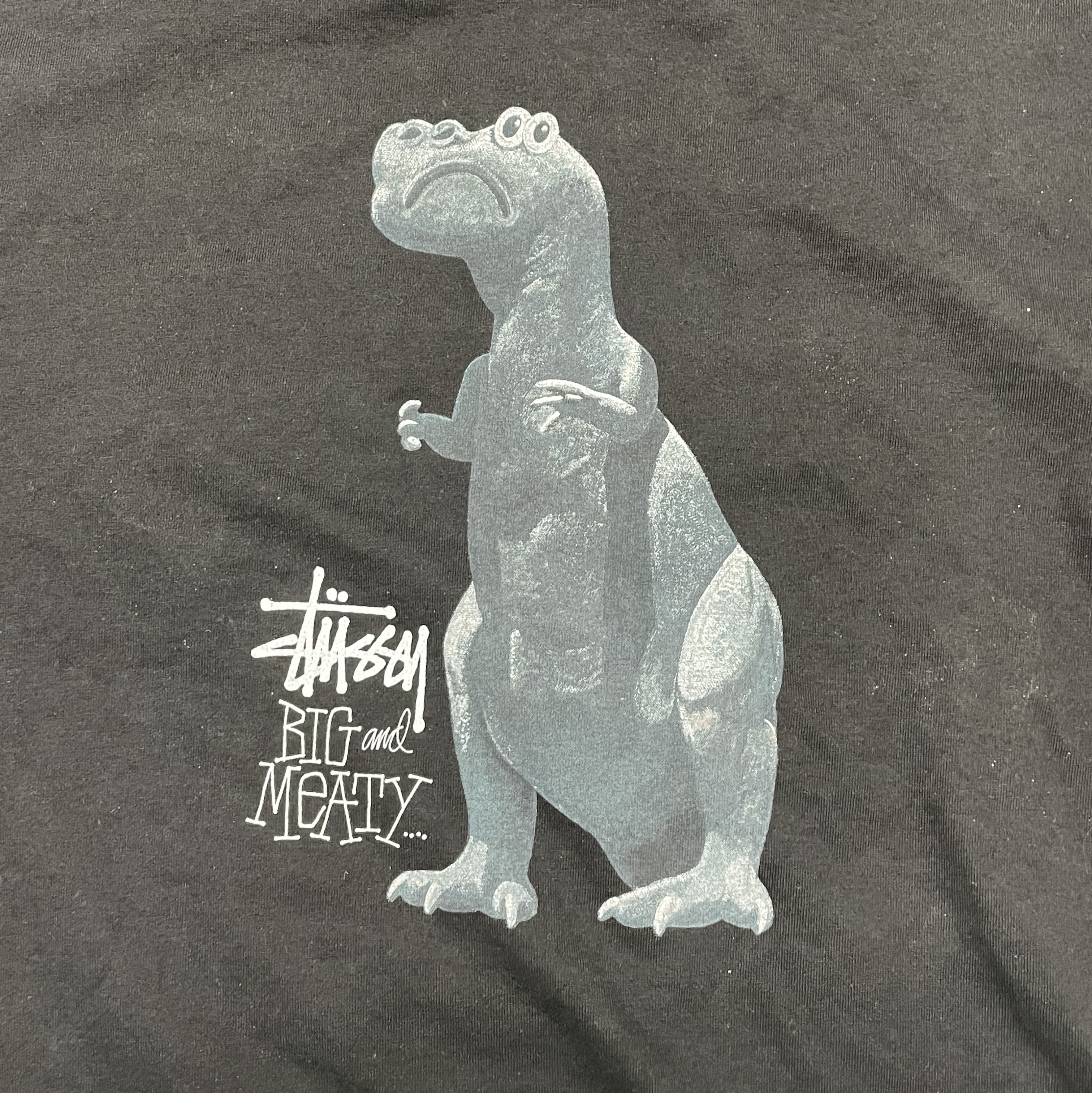 Stussy Big & Meaty Pigment Dyed T-Shirt Black 착용 스타일