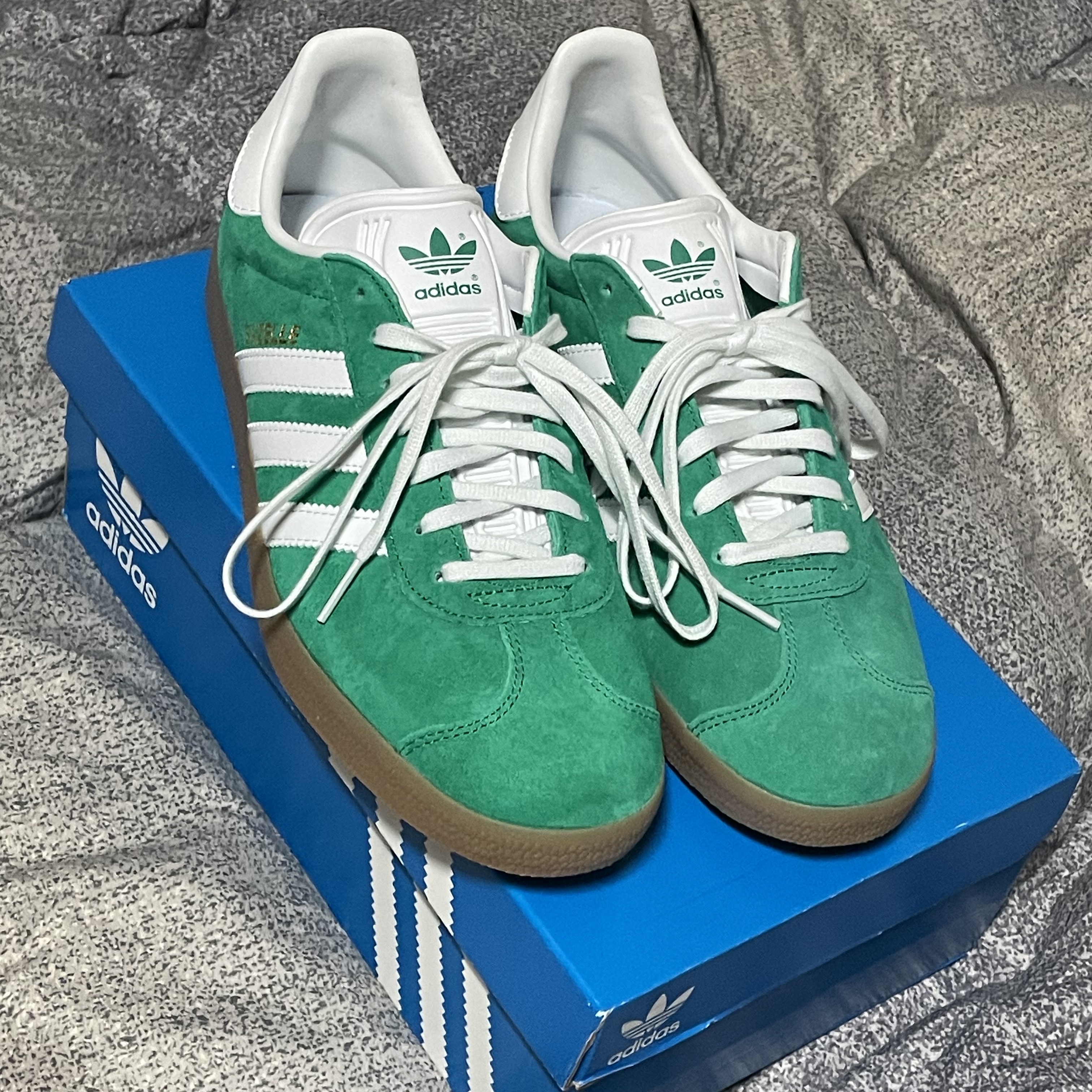 Adidas Gazelle Court Green Cloud White 착용 스타일