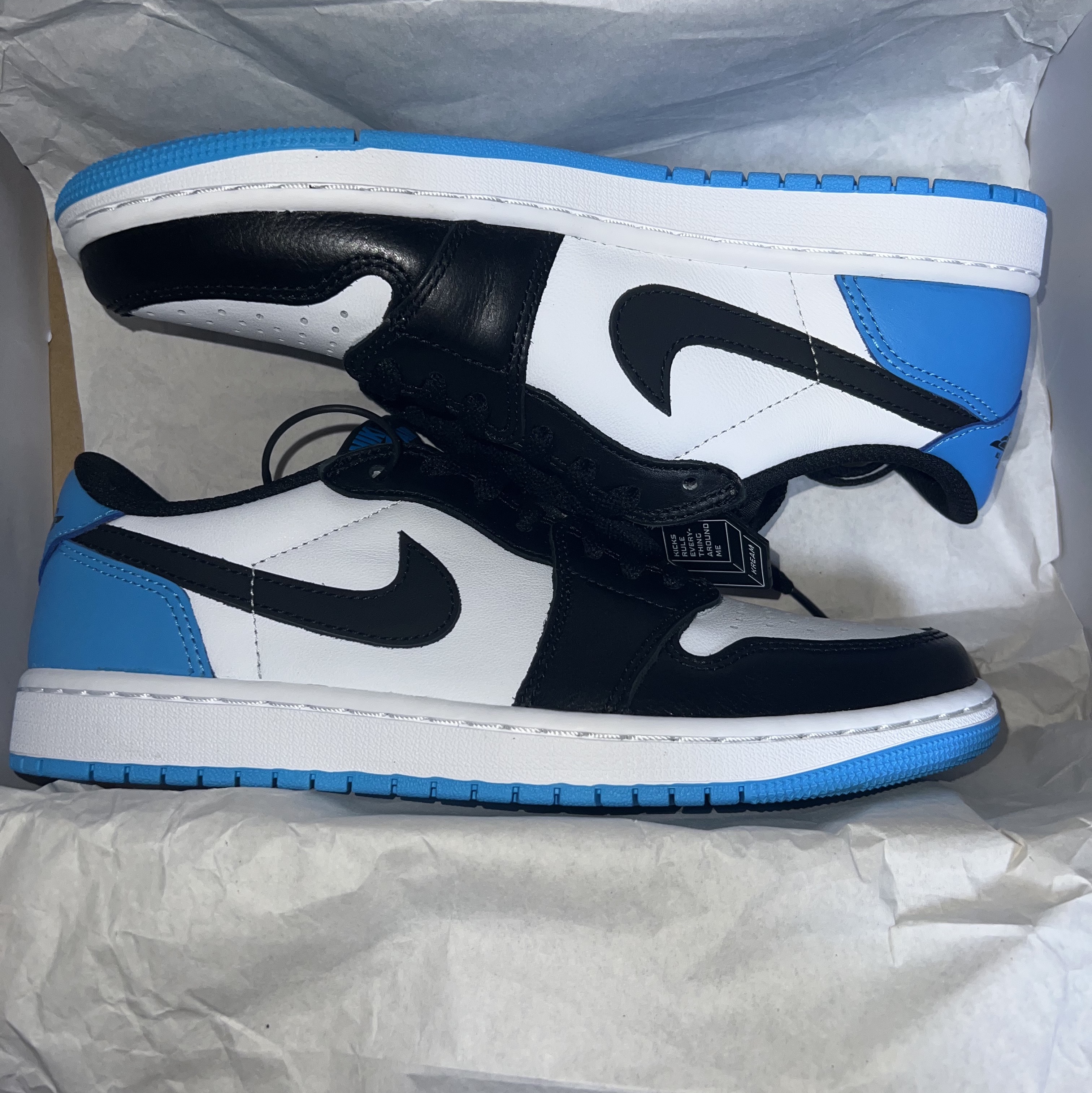 Jordan 1 Retro Low OG Black and Dark Powder Blue 착용 스타일