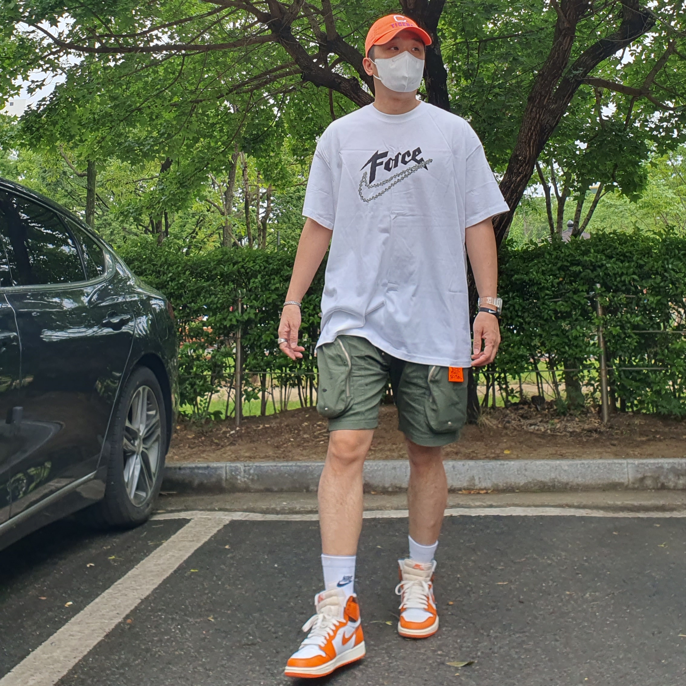 (W) Jordan 1 Retro High OG Starfish, Casio G-Shock GA-2100SKE-7A 착용 스타일 - 1