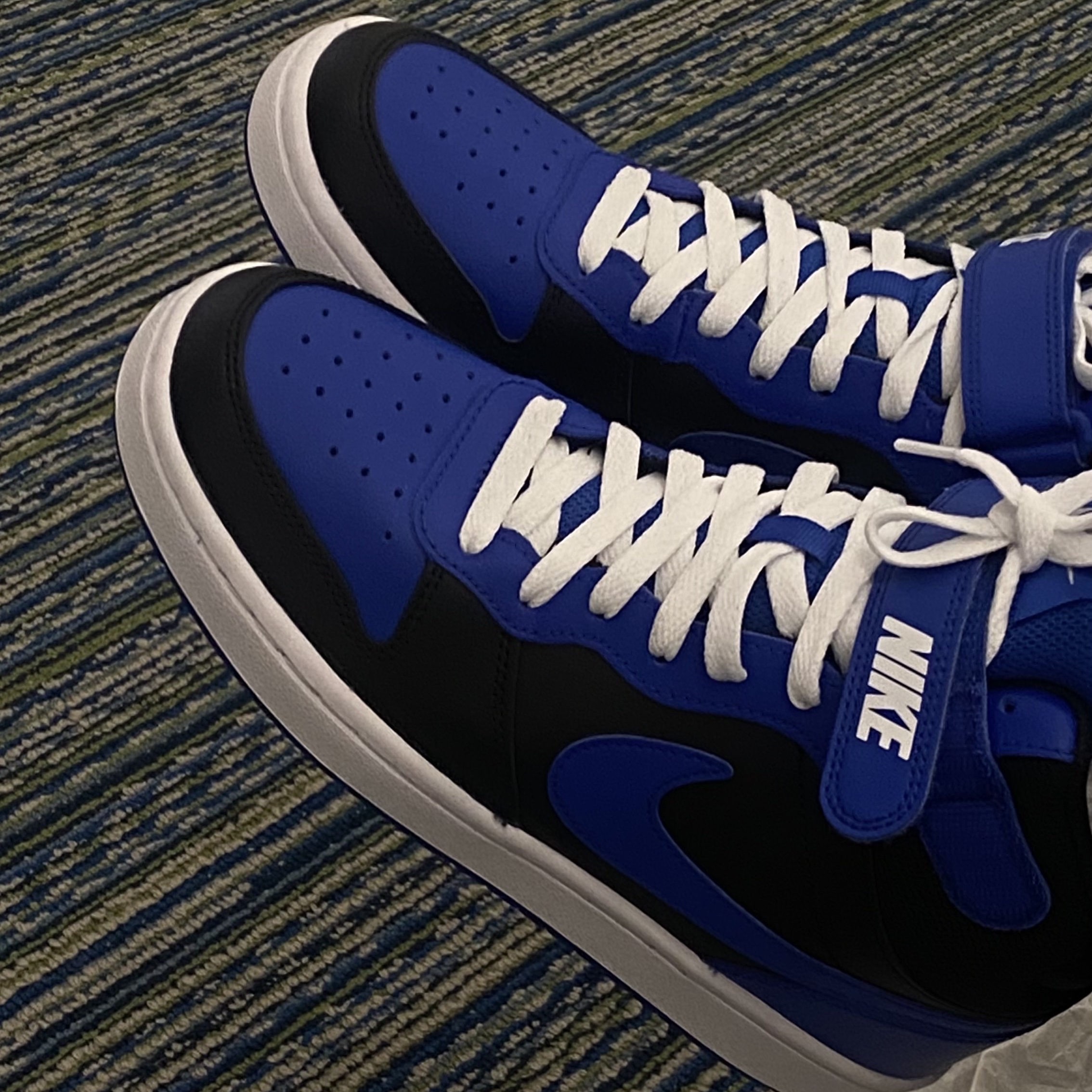 (GS) Nike Court Borough Mid 2 Black Game Royal 착용 스타일 - 1