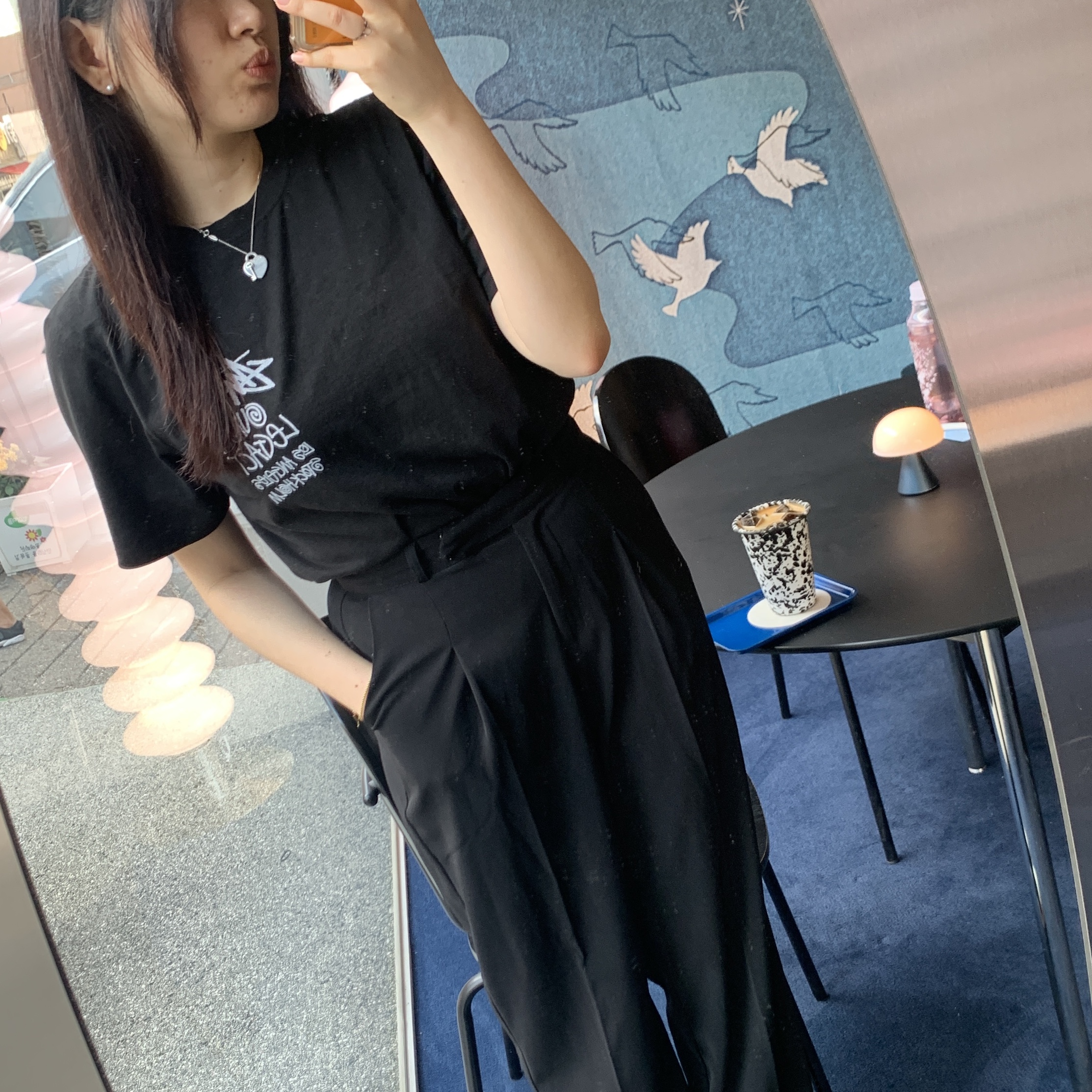 Stussy x Our Legacy Surfman T-Shirt Black - 21SS, Tiffany & Co. Return To Tiffany Lovestruck Heart Tag Pandant Silver 착용 스타일 - 2