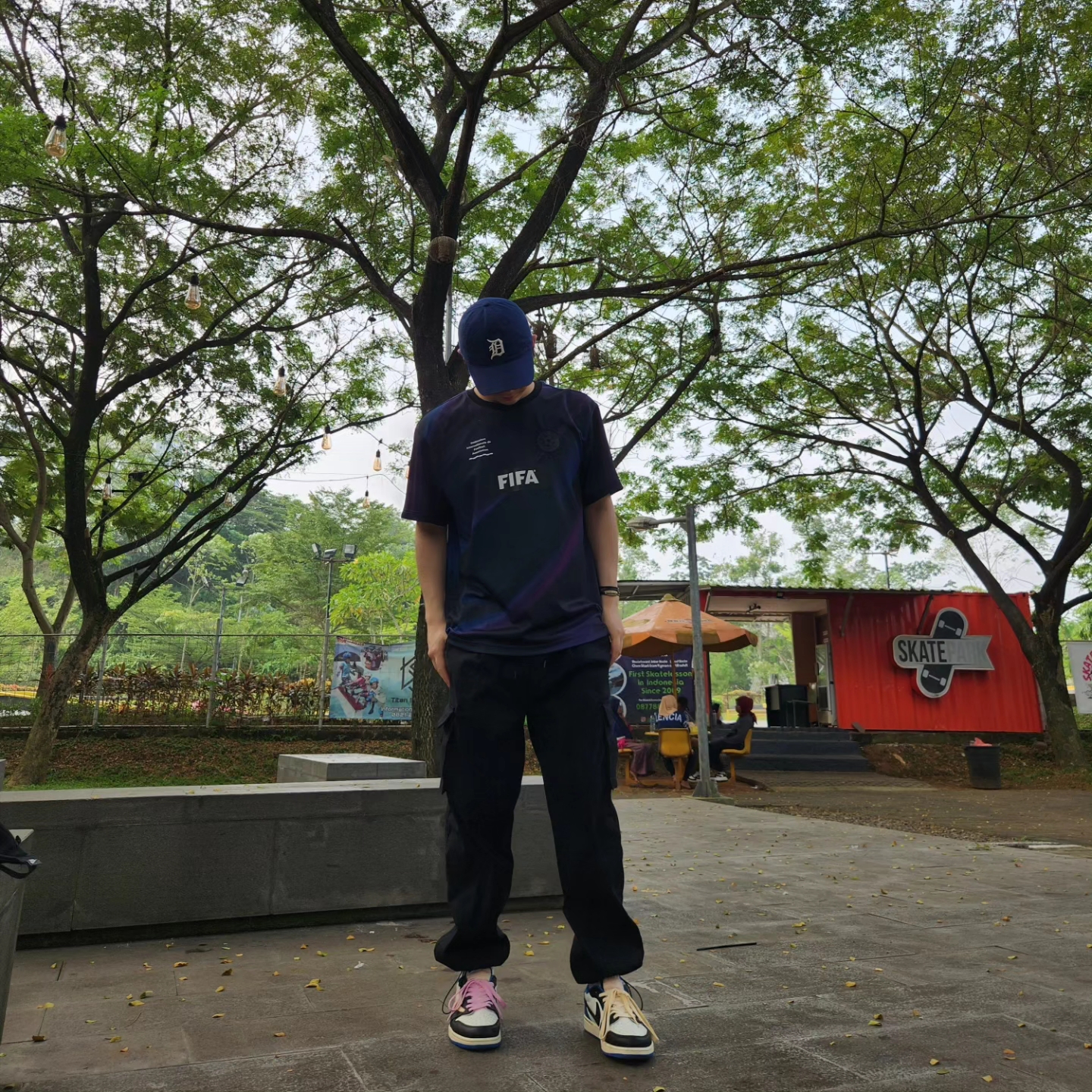Jordan 1 x Travis Scott x Fragment Retro Low OG SP Military Blue ์ฐฉ์ฉ ์คํ์ผ - 1