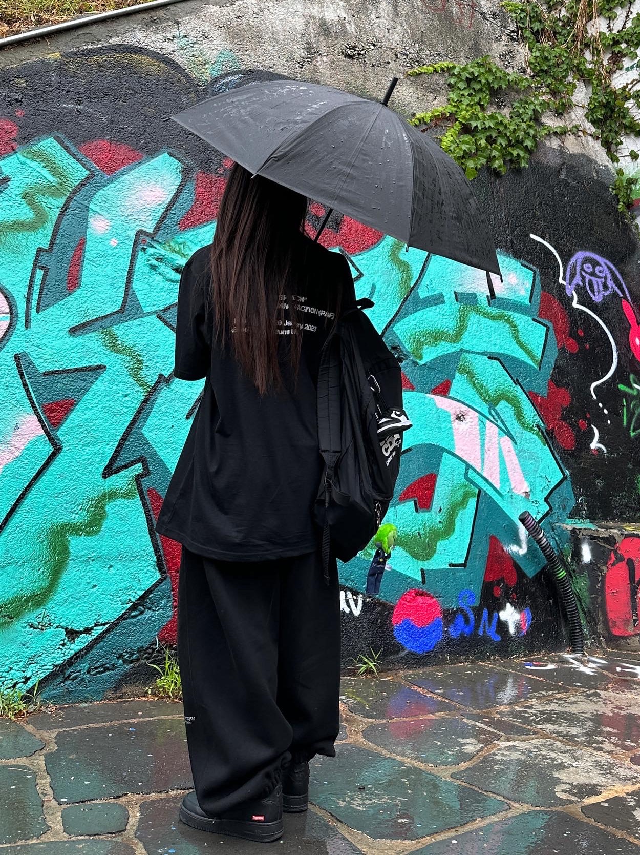 Undermycar Mu.03 Anti Fxxking Logo Play Oversized Sweat Jogger Black, Nike x Supreme Air Force 1 Low Black 착용 스타일 - 2