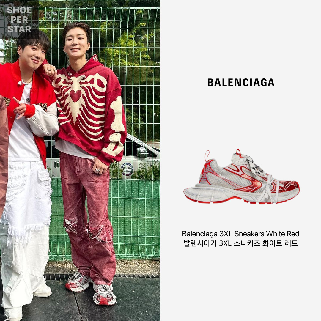 Balenciaga 3XL Sneakers White Red 착용 스타일 - 1