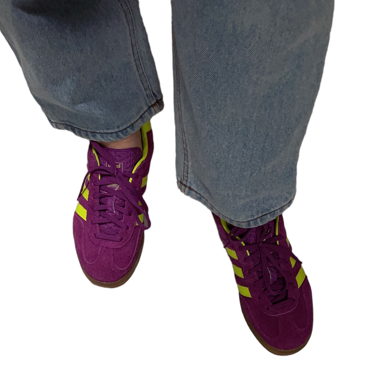 (W) Adidas Gazelle Indoor Purple Yellow 착용 스타일 - 4