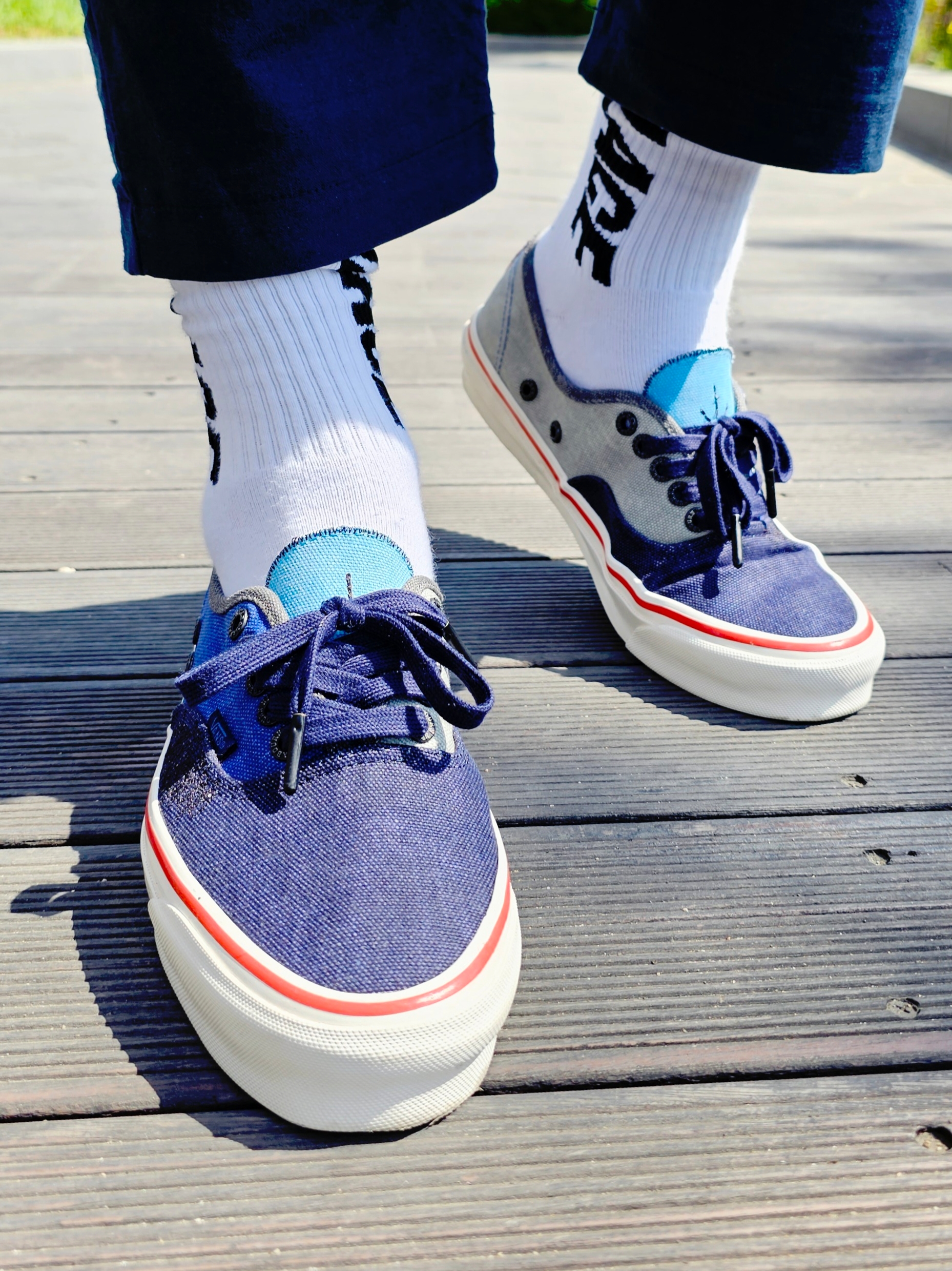 Vans Vault x Nigel Cabourn OG Authentic LX Crazy Navy Mix 착용 스타일 - 1