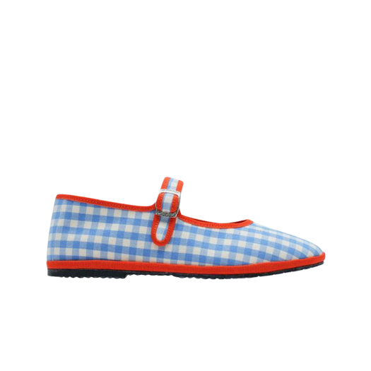 MJJJ-CO-GH-AZO (W) Drogheria Crivellini Mary Jane Cotton Gingham Azure Orange